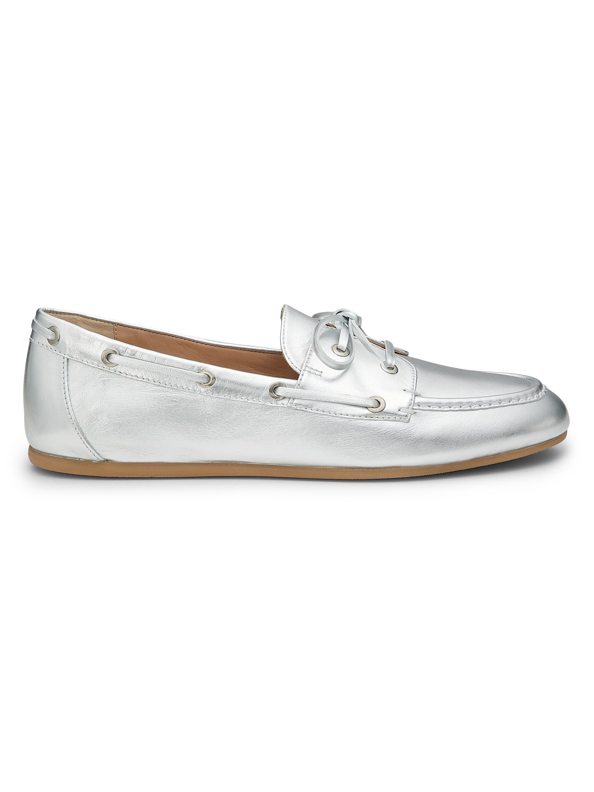 Stuart Weitzman Women's Tinsley Metallic Leather Boat Shoes - Silver