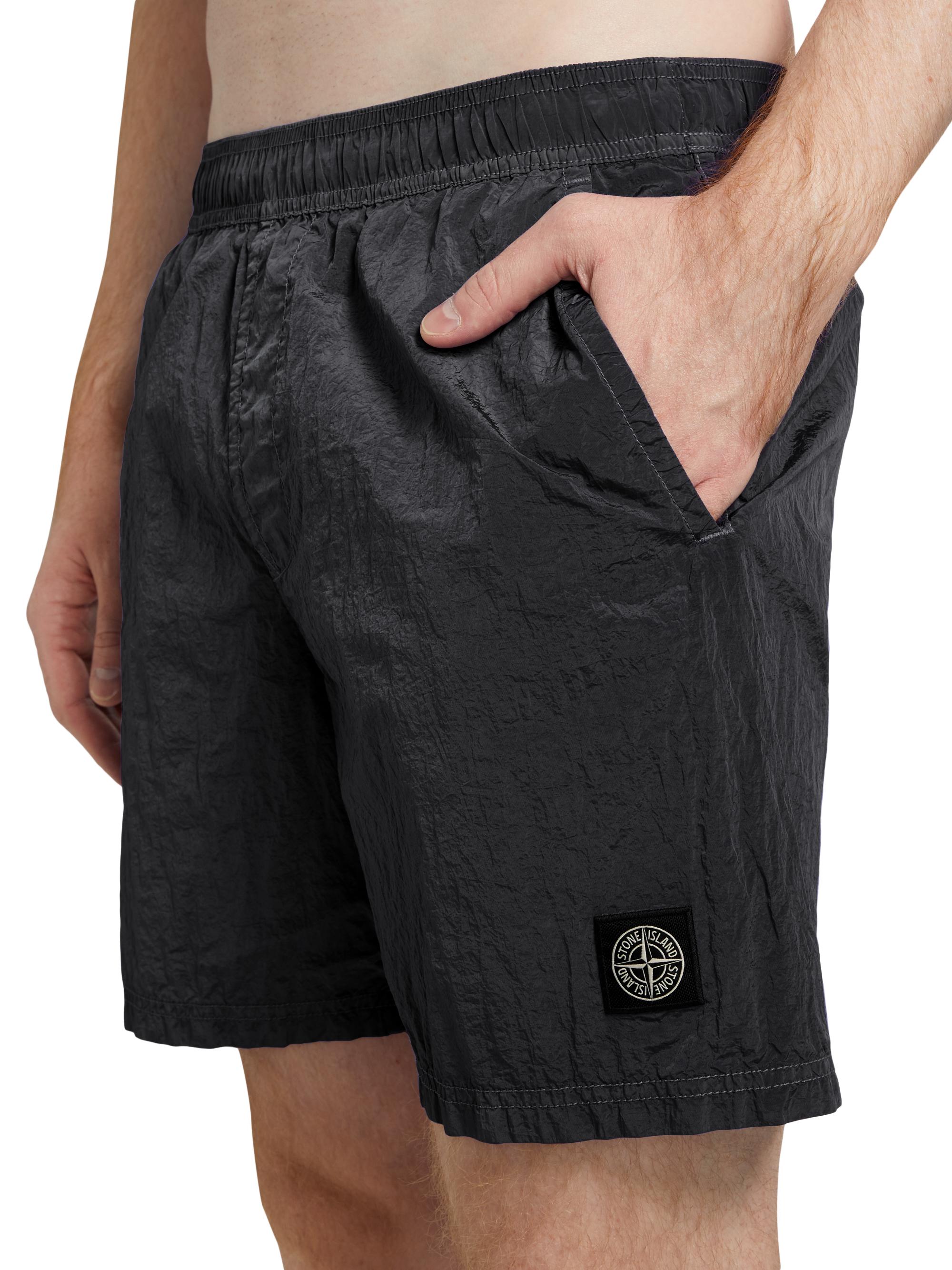 ★ stone swimwear nylonl M 黒 ★ STONE ISLAND Straight-Leg Mid-Length Logo-Appliquéd Nylon