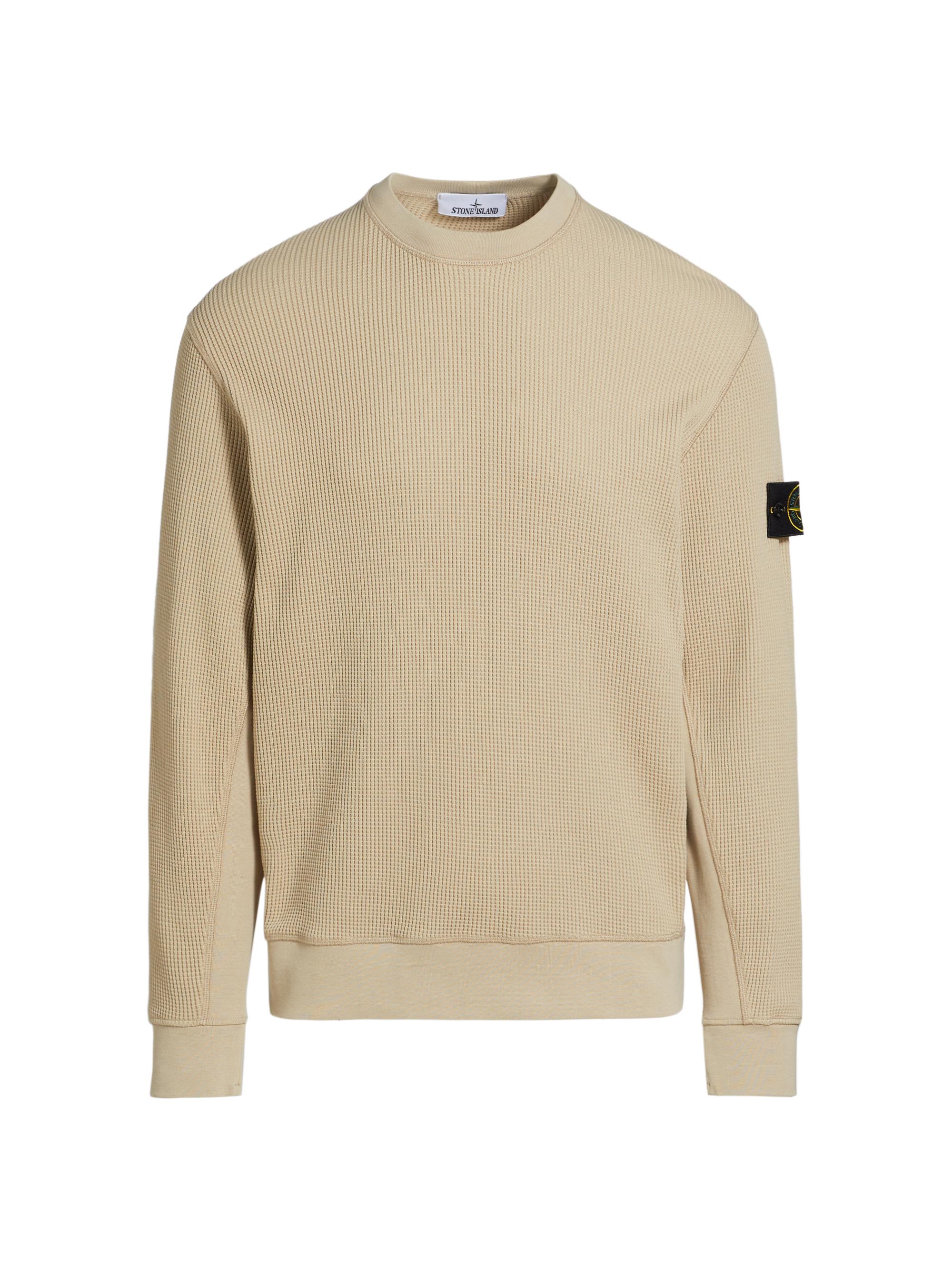 Stone Island Men's Waffle Fleece Crewneck Sweater - Desert