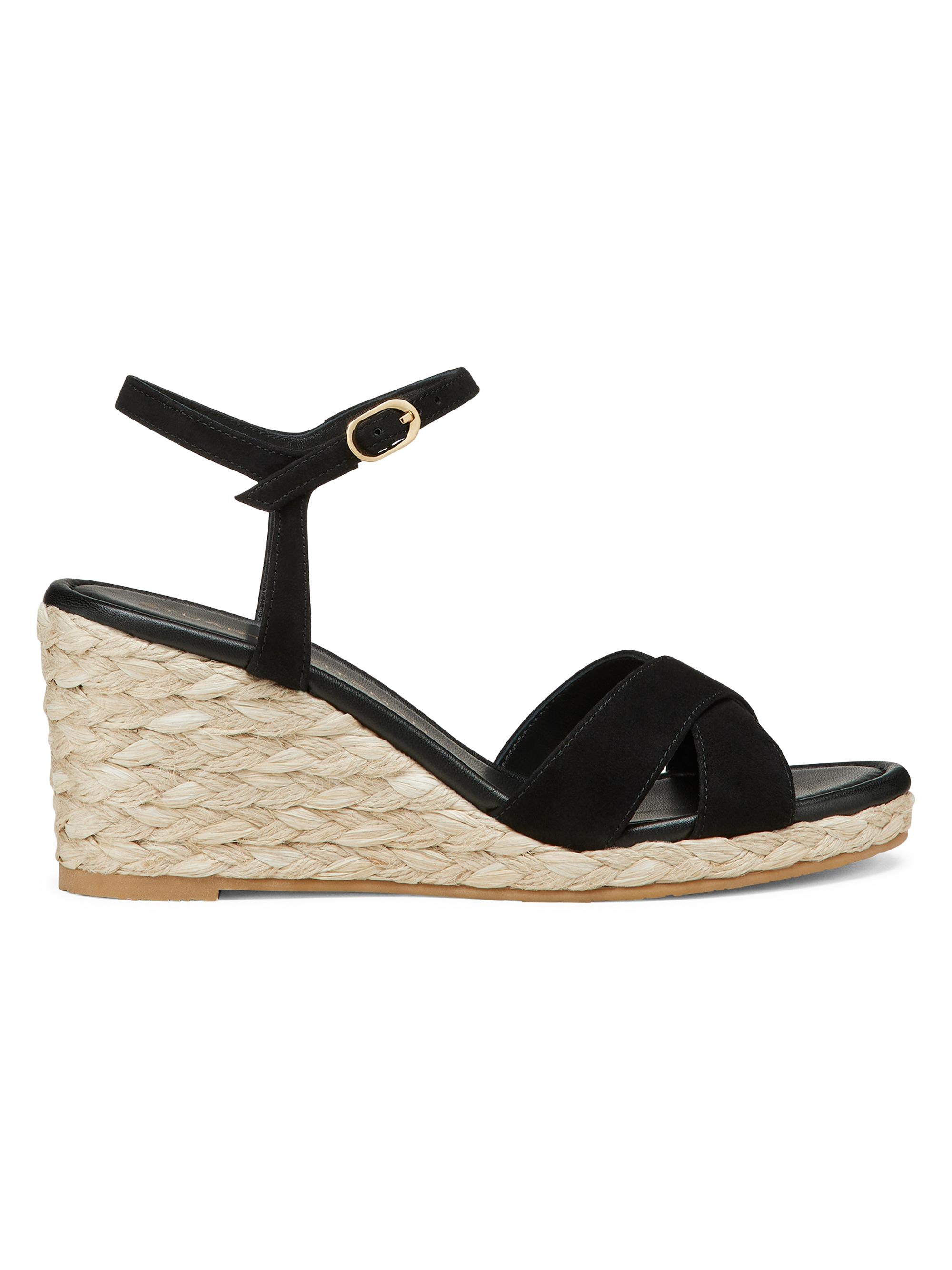 Stuart Weitzman Women's Dayna Suede Espadrille Wedges - Black Natural