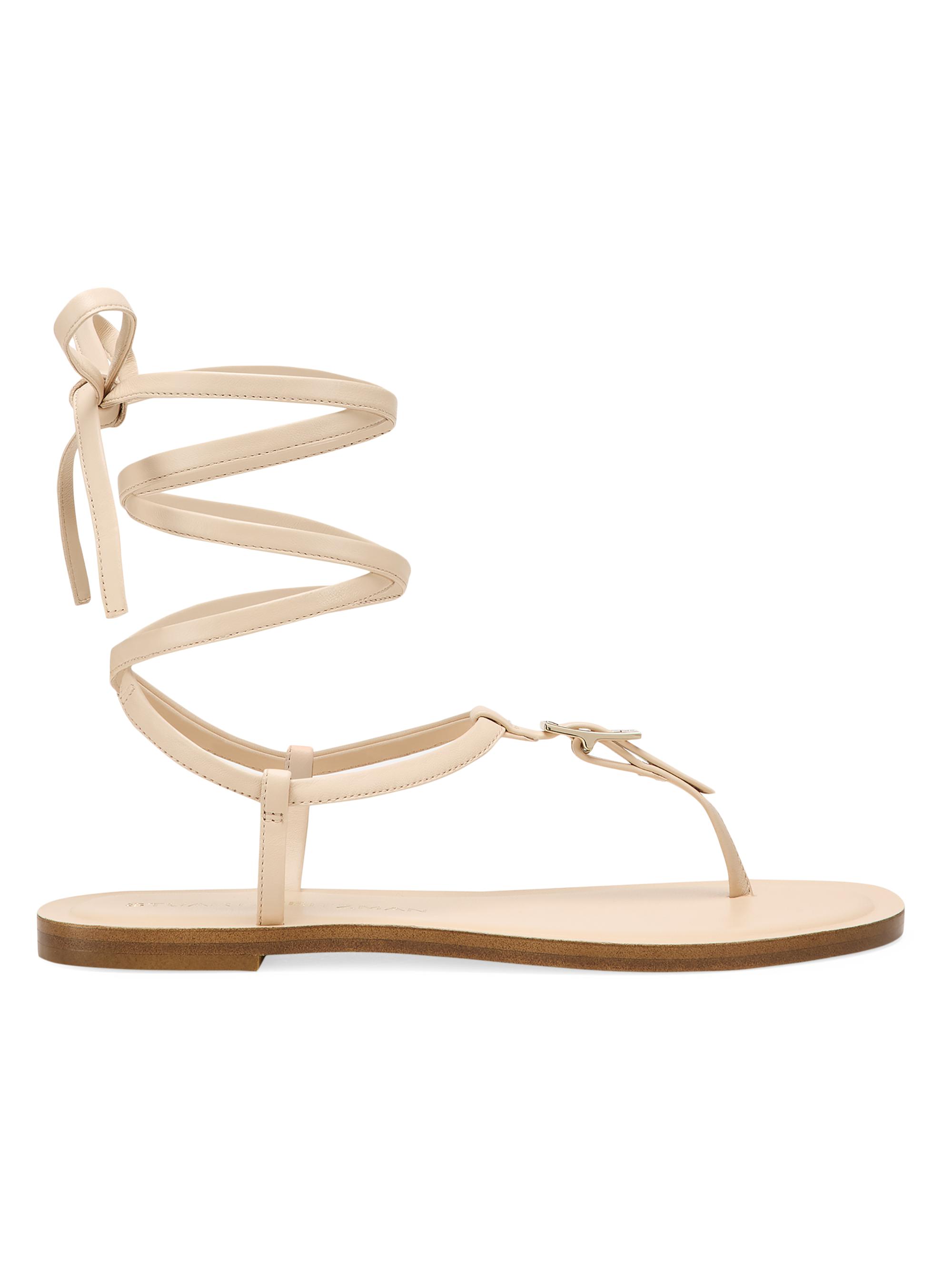 Stuart Weitzman Women's Georgie Lacquered Leather Sandals - Barely Beige