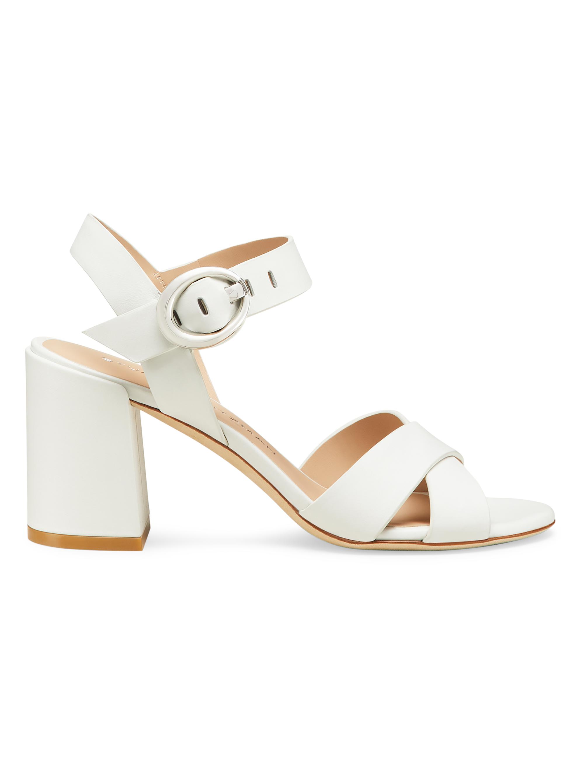 Stuart Weitzman Women's Benni Leather Block-Heel Sandals - Black