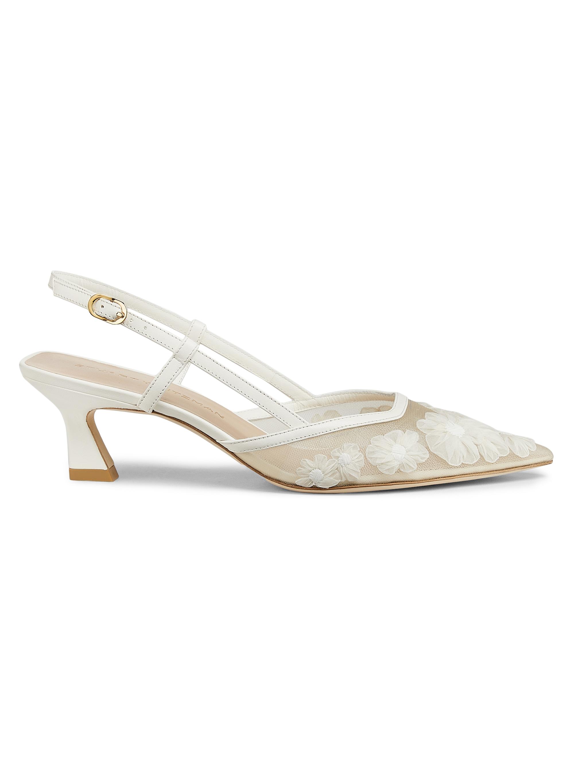 Stuart Weitzman Women's Vinnie Embroidered Slingback Pumps - Cream