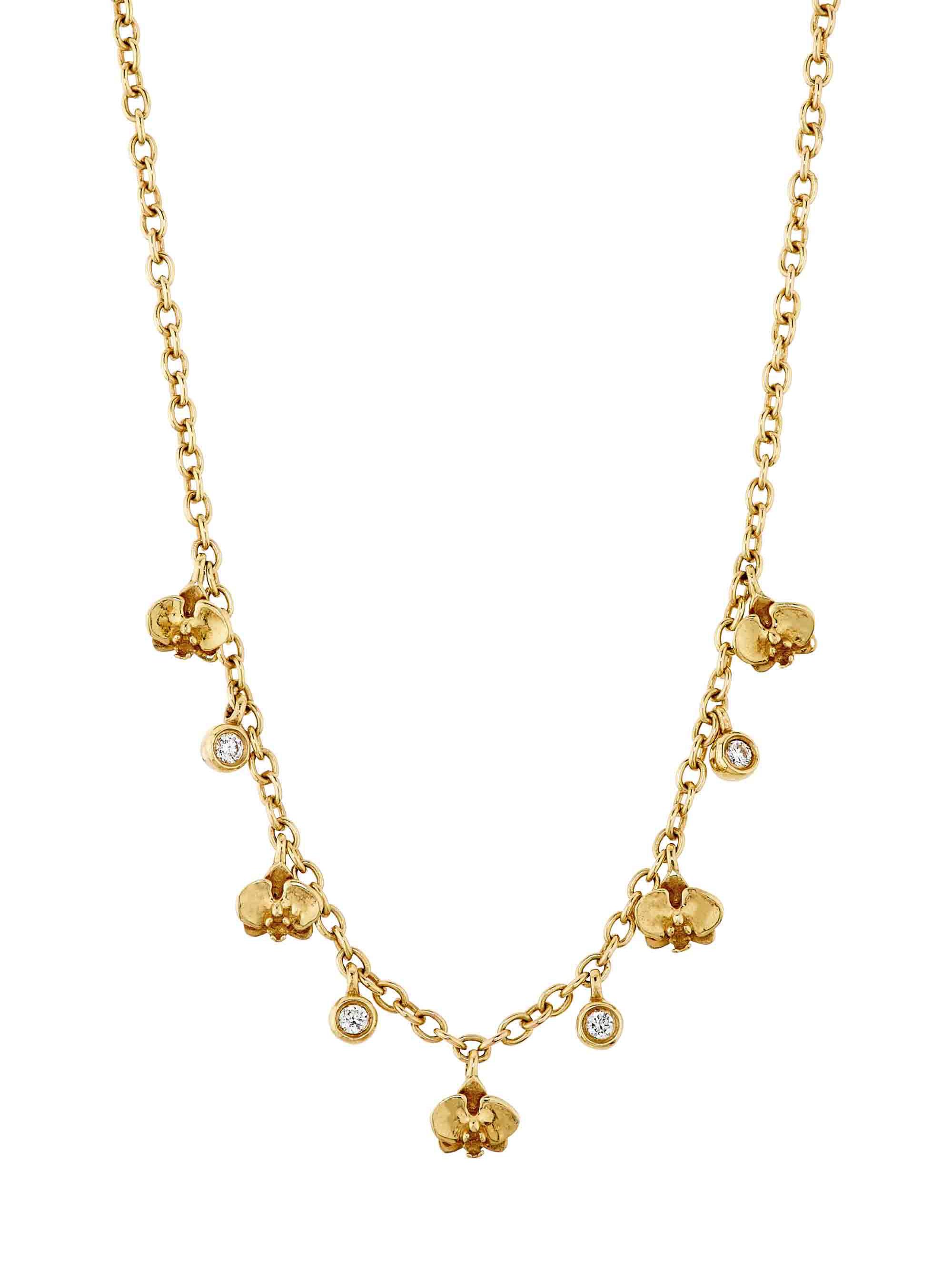 Onirikka Women's Kidea Mini Orchids 18K-Yellow-Gold & 0.06 TCW Diamond Necklace - Gold