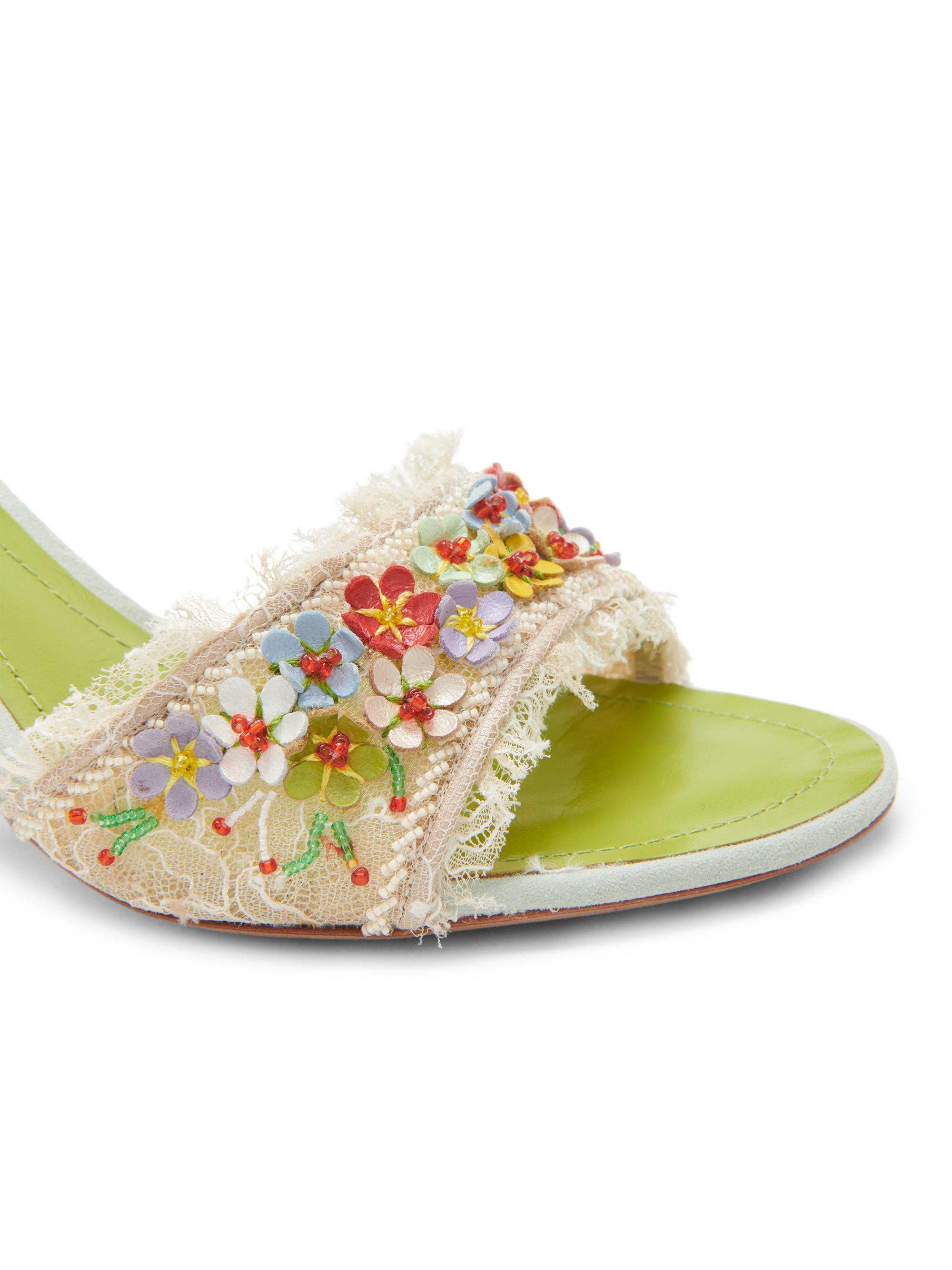 Rene Caovilla Floral 80MM Lace Satin Sandals | Saks Fifth Avenue