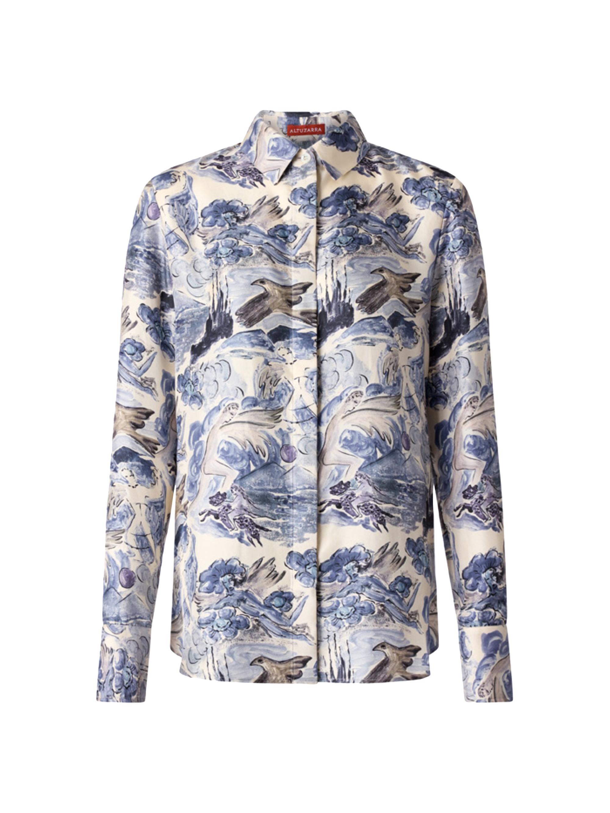 Altuzarra Women's Chika Printed Shirt - Berry Blue Mythical