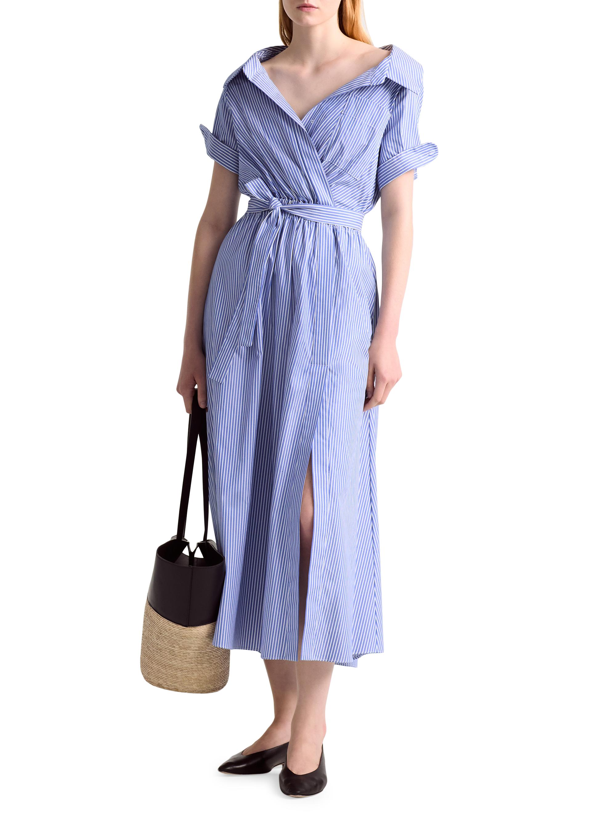 Altuzarra Women's Lydia Stripe Cotton Wrap Shirtdress - Tidal Blue Stripe