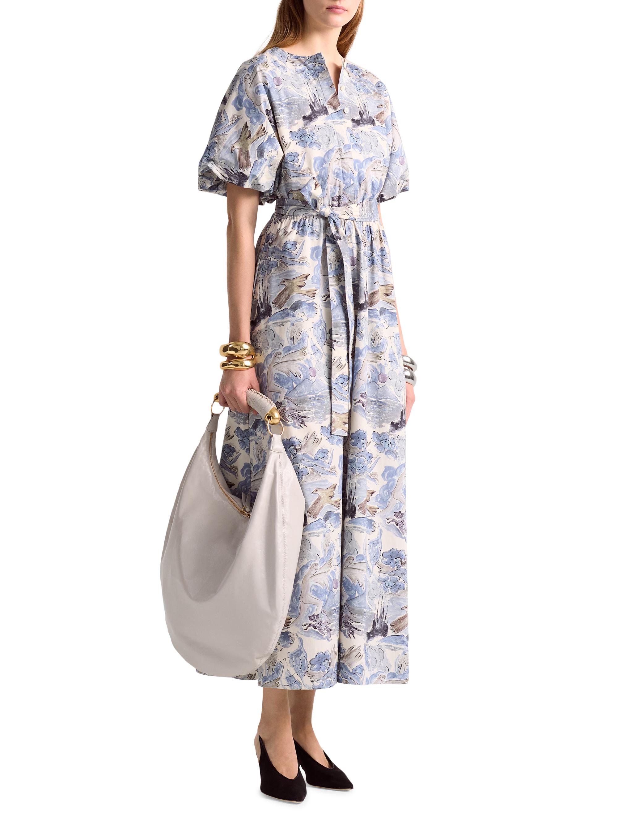 Altuzarra Women's Paulina Bird Print Belted Midi-Dress - Berry Blue Mythical