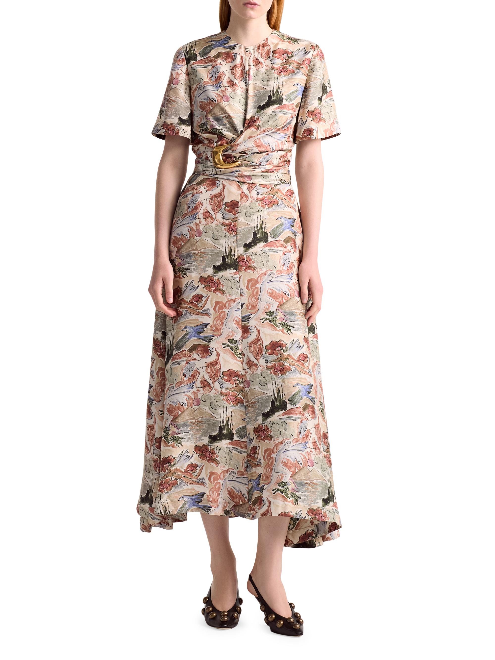 Altuzarra Women's Honey Printed Wrap Midi-Dress - Fawn Mythical All Over