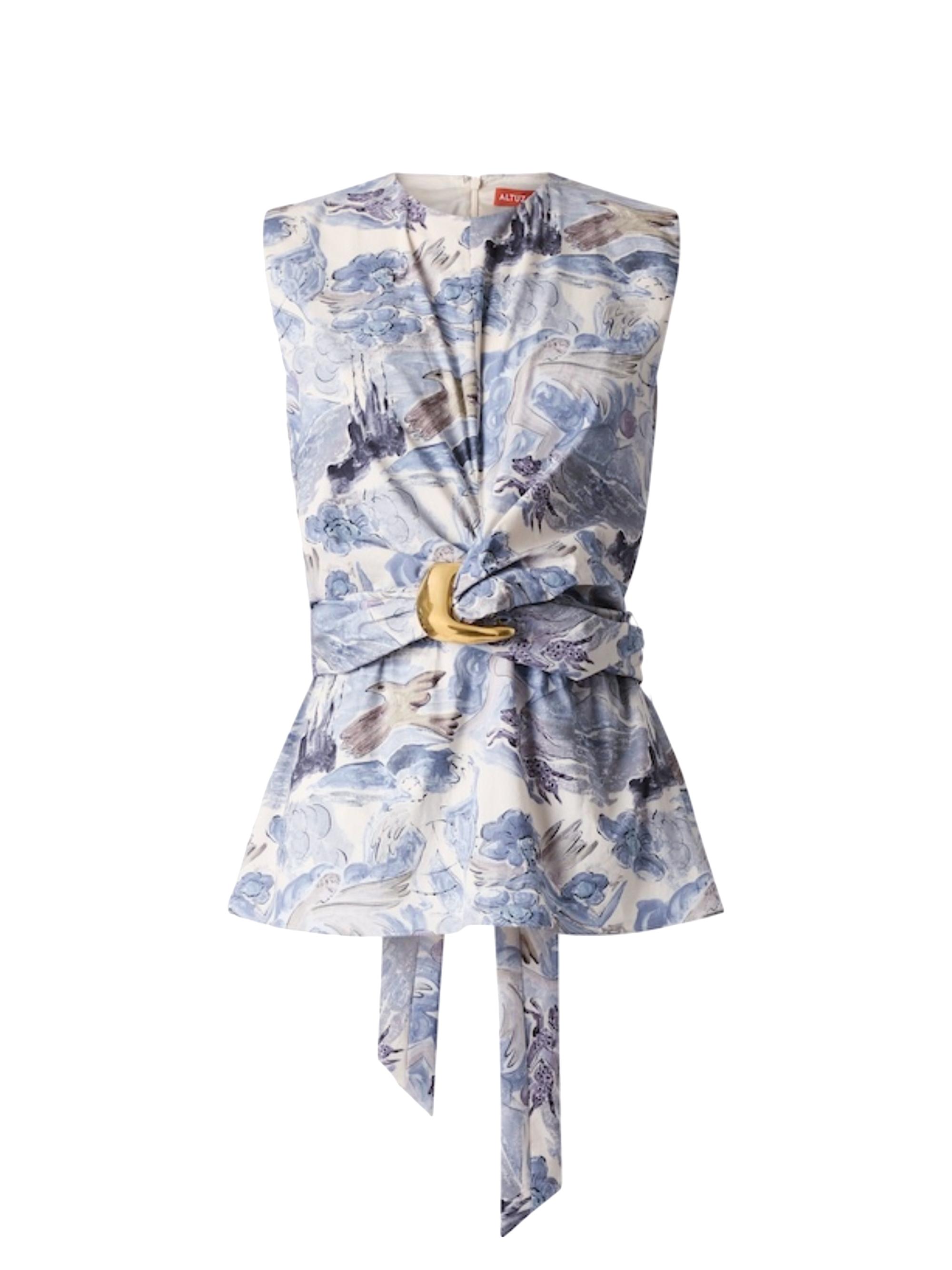 Altuzarra Women's Tizzy Printed Buckle Top - Berry Blue Mythical