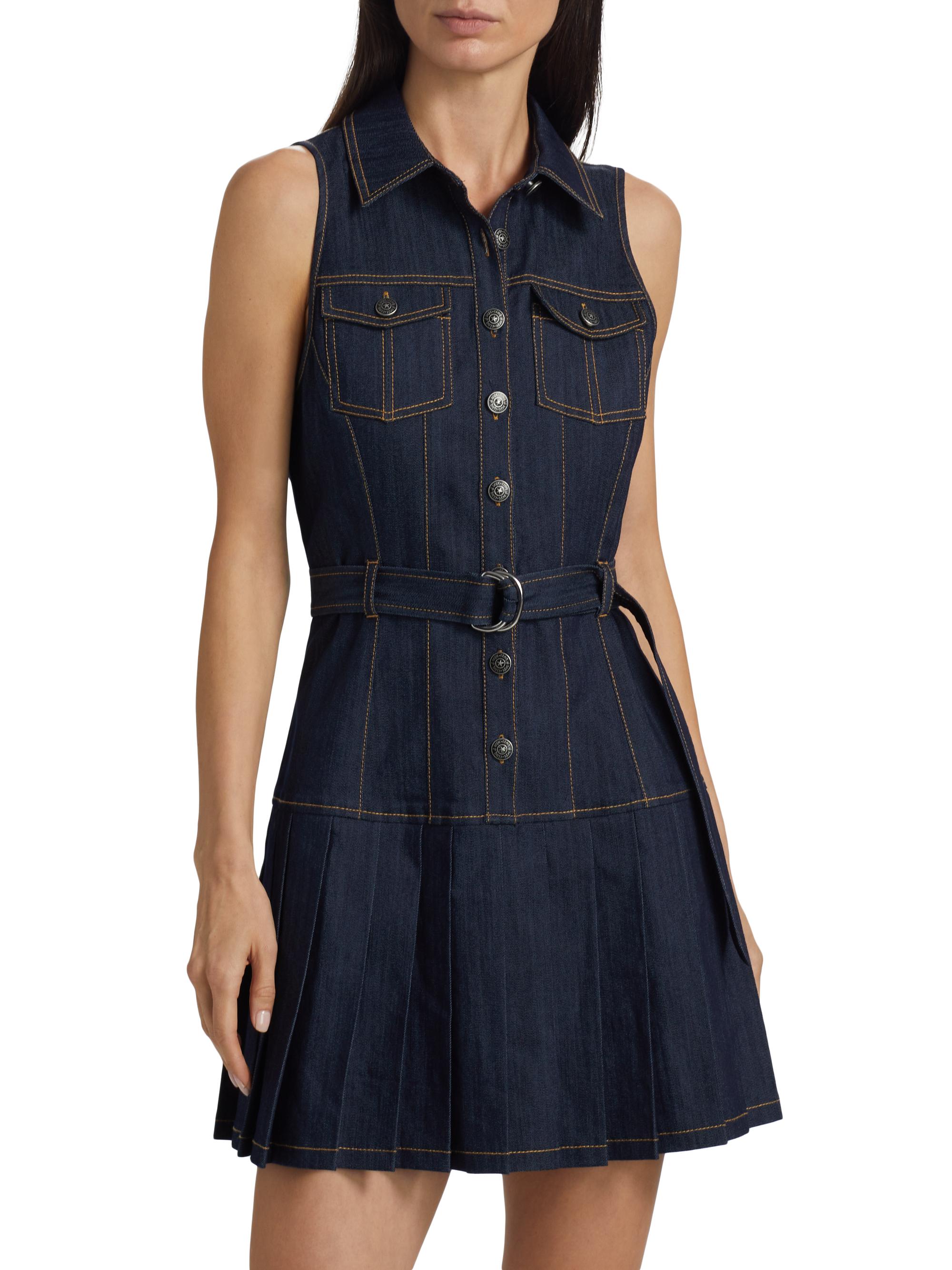 Cinq à Sept Women's Moxie Denim Mini Shirtdress - Indigo - side view in Indigo
