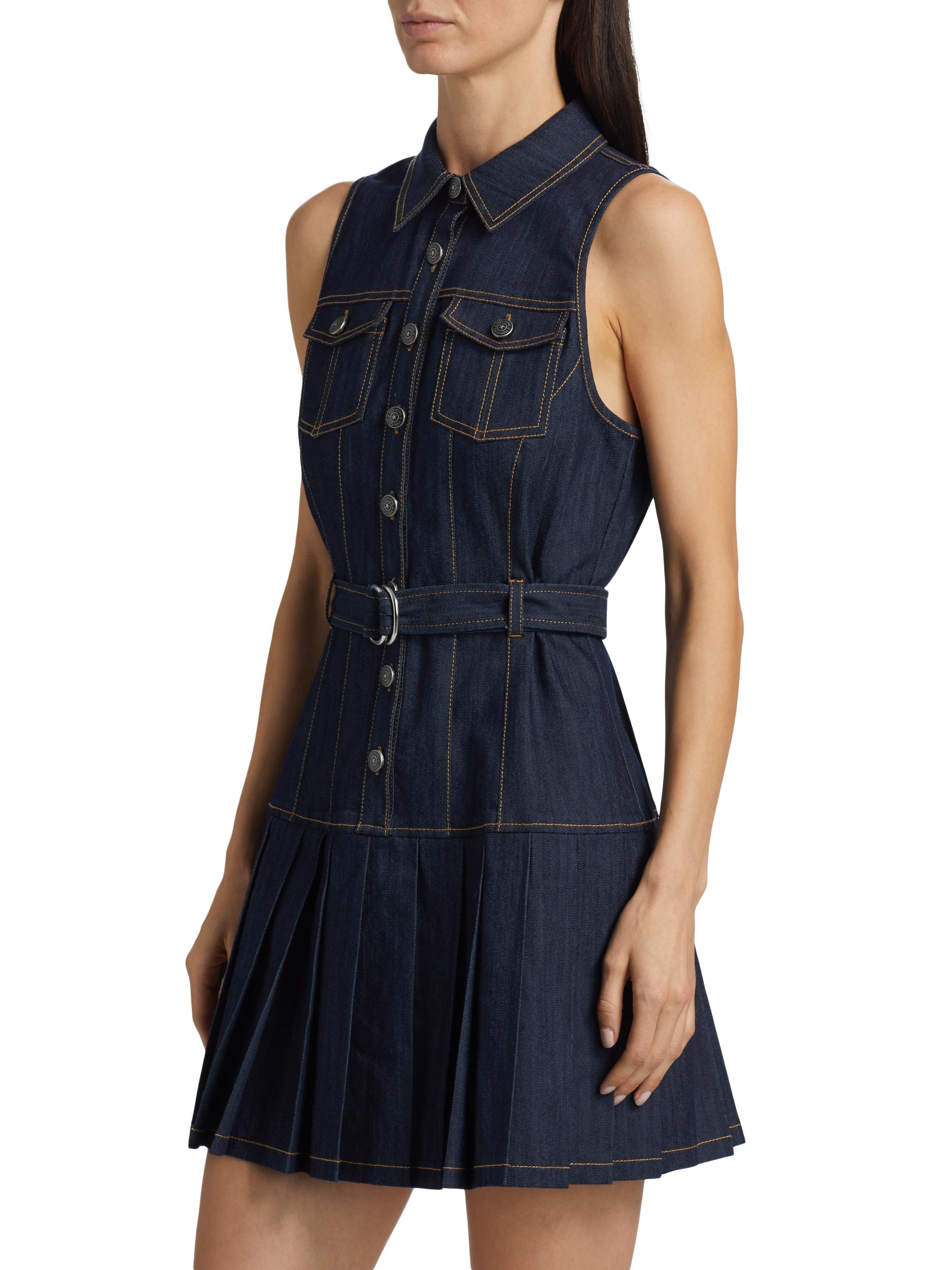 Cinq à Sept Women's Moxie Denim Mini Shirtdress - Indigo - detail view in Indigo