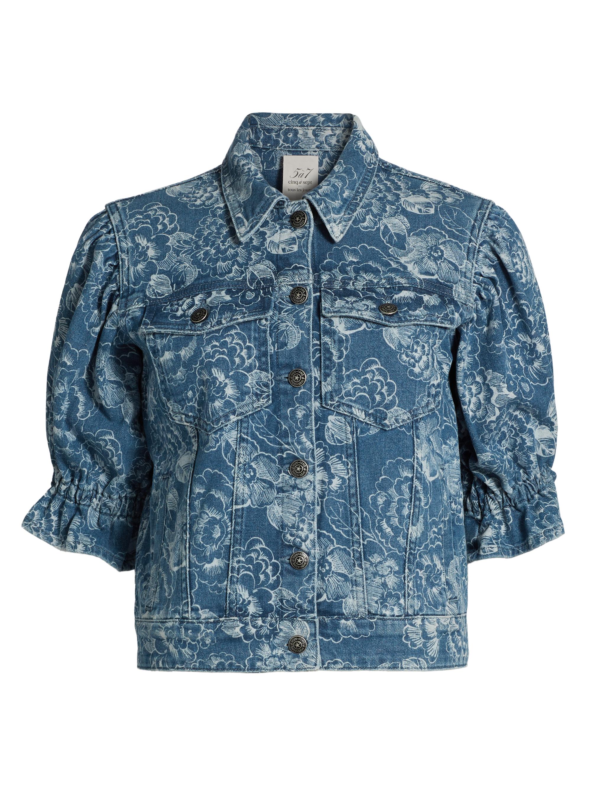 Cinq à Sept Women's Sketchbook Floral Sylvain Jacket - Indigo White
