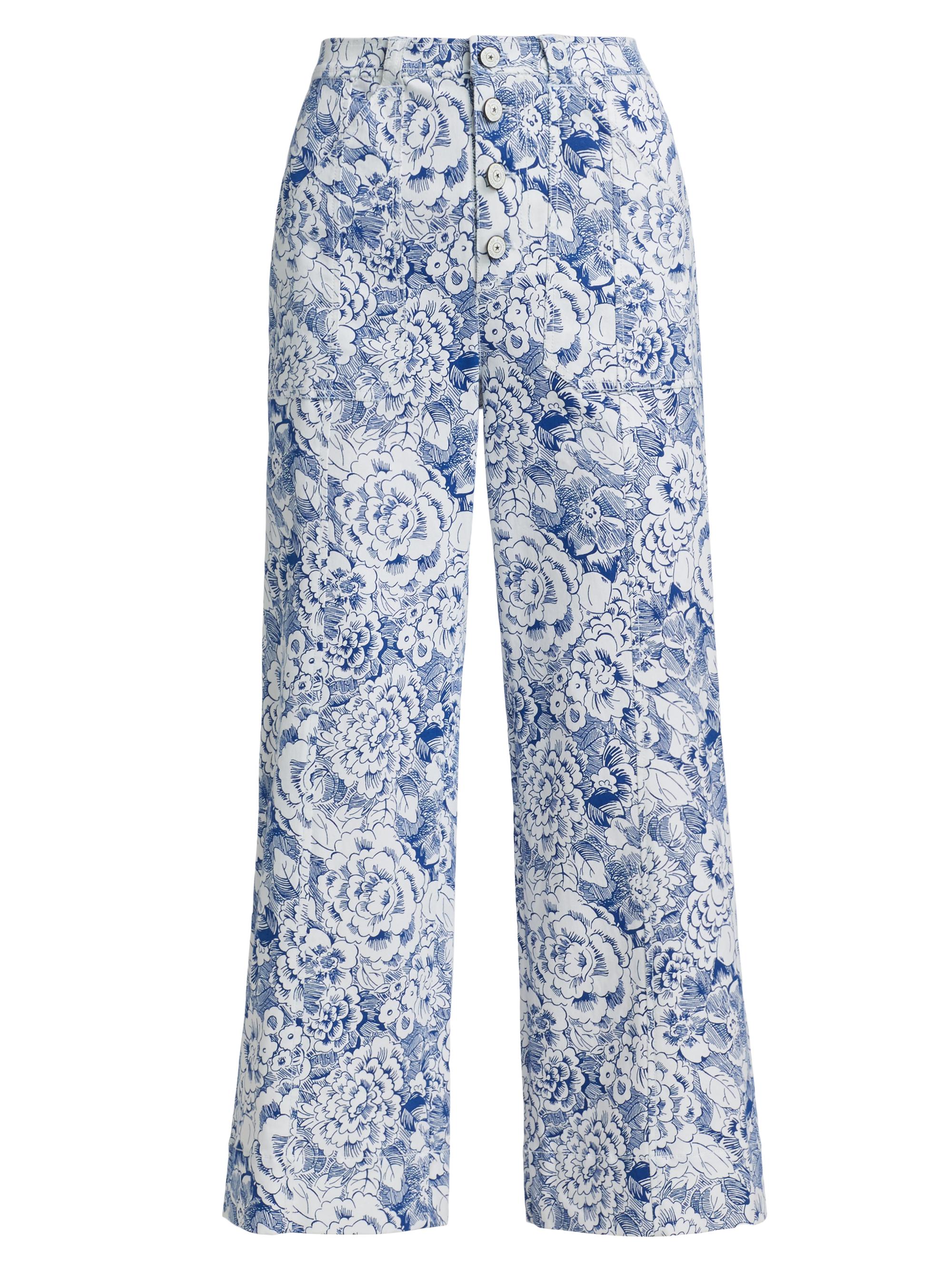Cinq à Sept Women's Sketchbook Floral Benji Pants - White Dark Cerulean