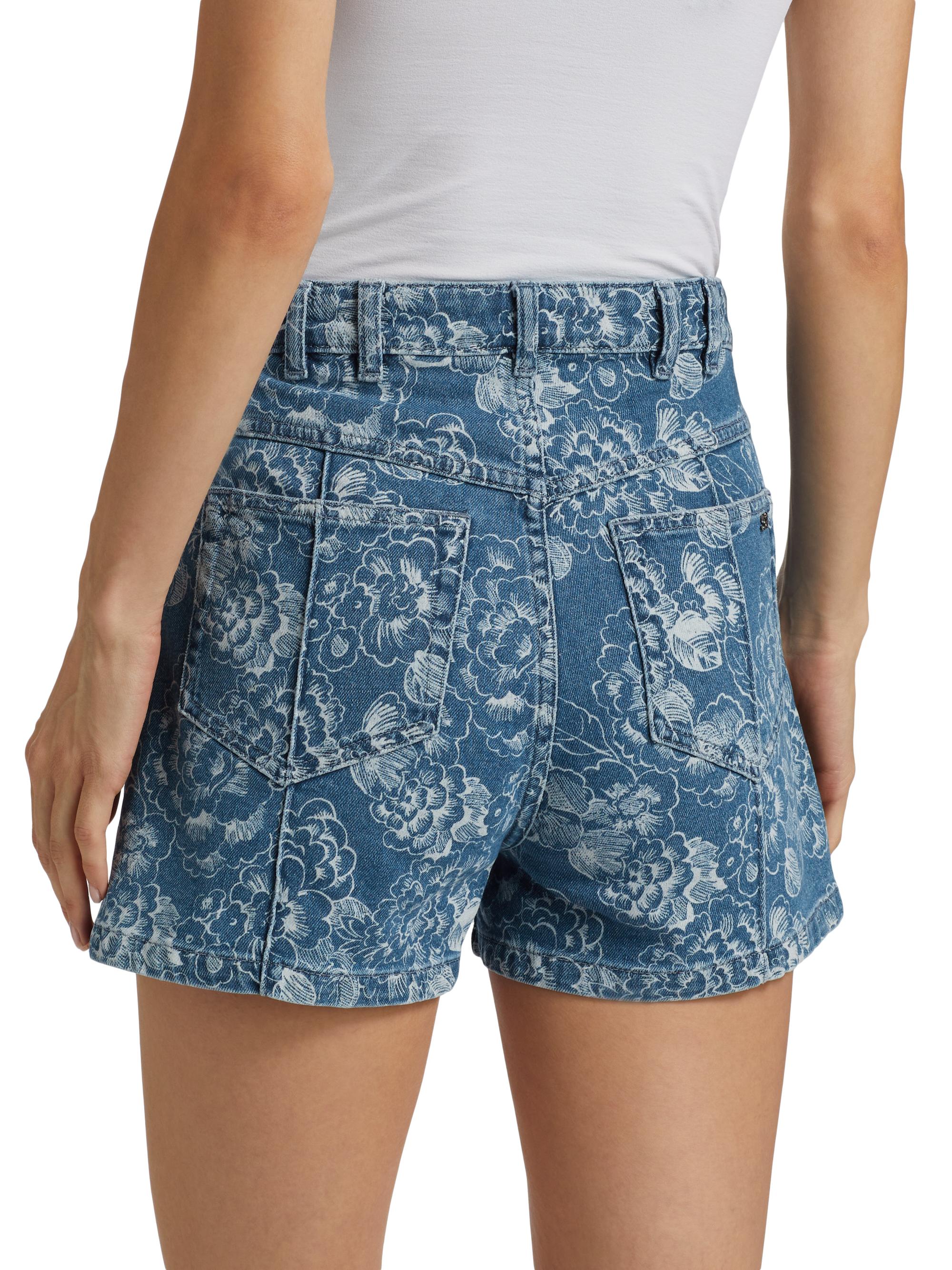 Cinq à Sept Vivian Sketchbook Floral Denim Shorts | Saks Fifth Avenue