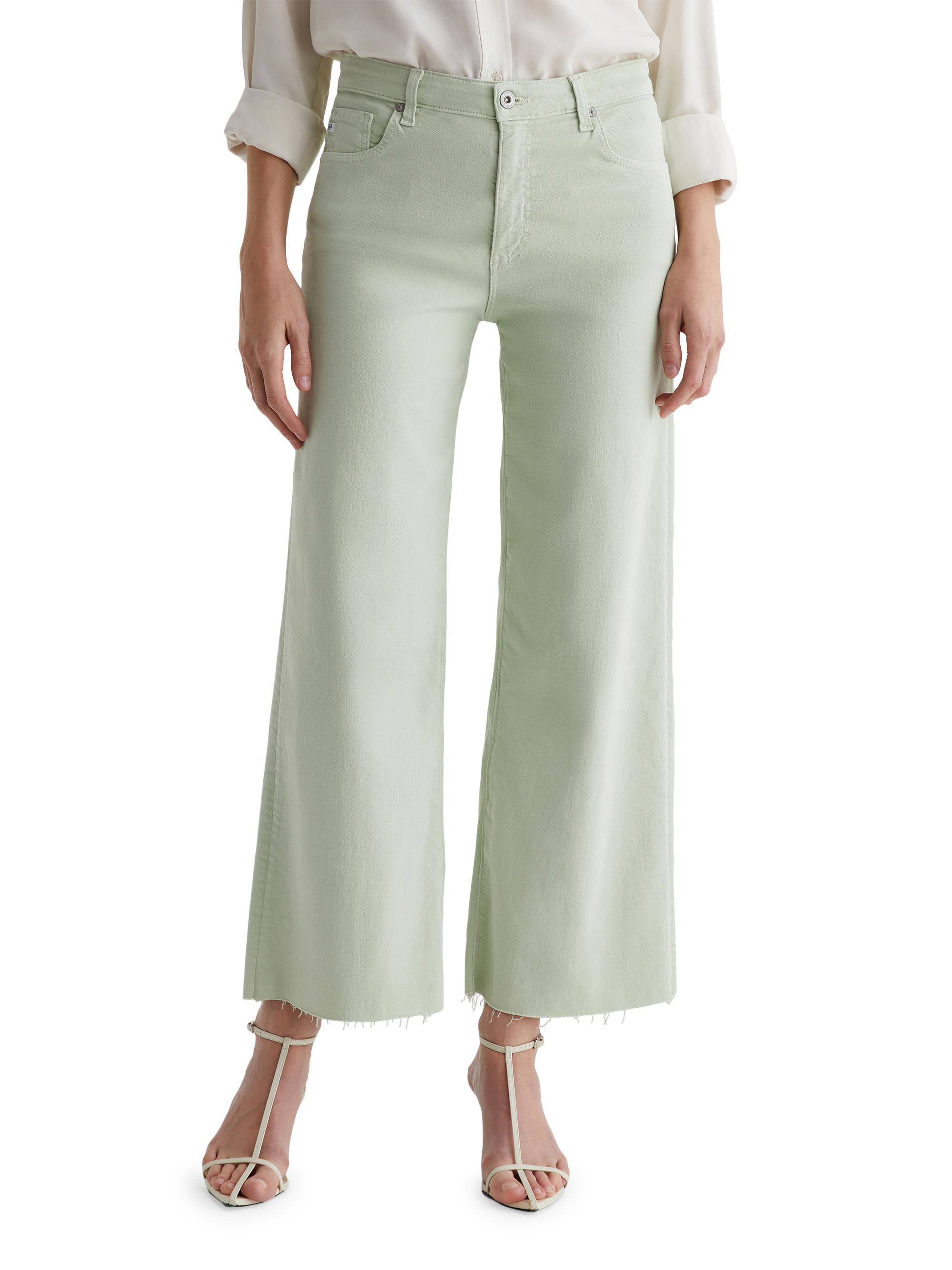 AG Jeans Women's Saige Frayed Wide-Leg Crop Pants - Pistachio