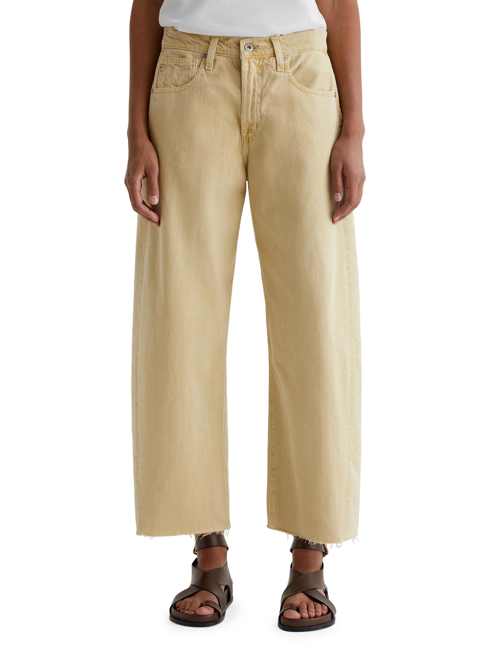 AG Jeans Women's Hattie Cotton Raw-Edge Crop Wide-Leg Jeans - Sulfur Golden Wheat