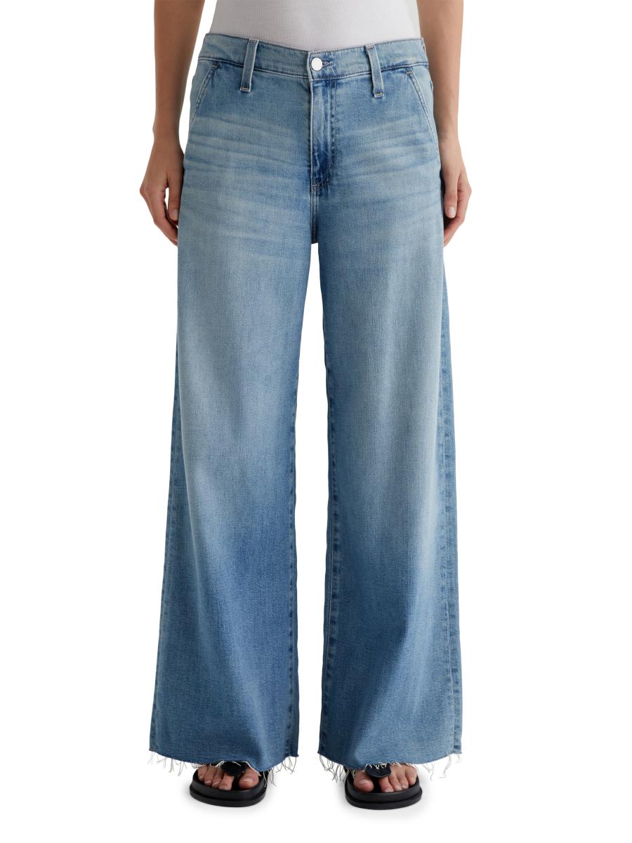 AG Jeans Stella Raw-Edge Wide-Leg Jeans | Saks Fifth Avenue