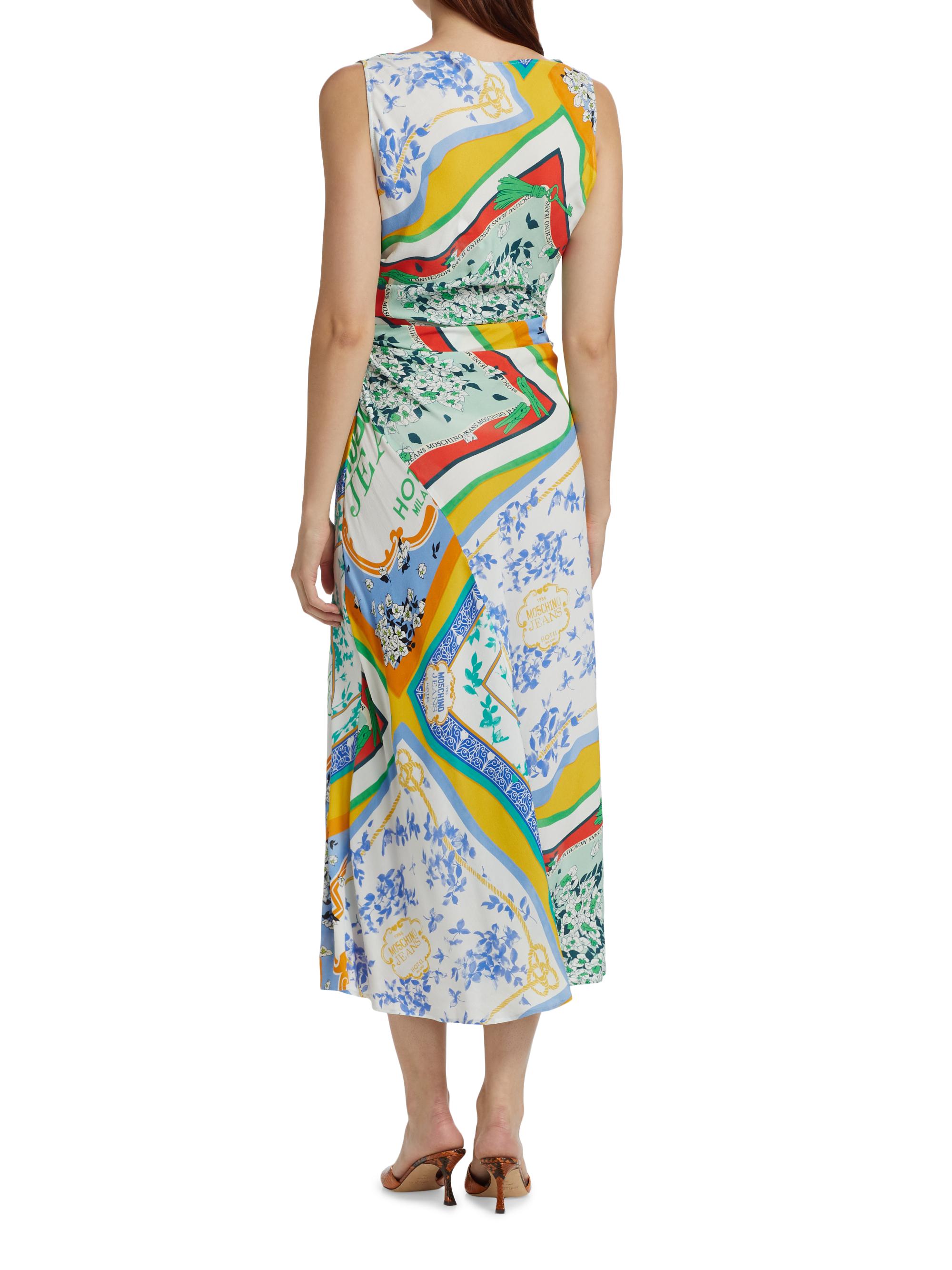 Moschino Jeans Scarf Print Twist-Front Midi-Dress | Saks Fifth Avenue