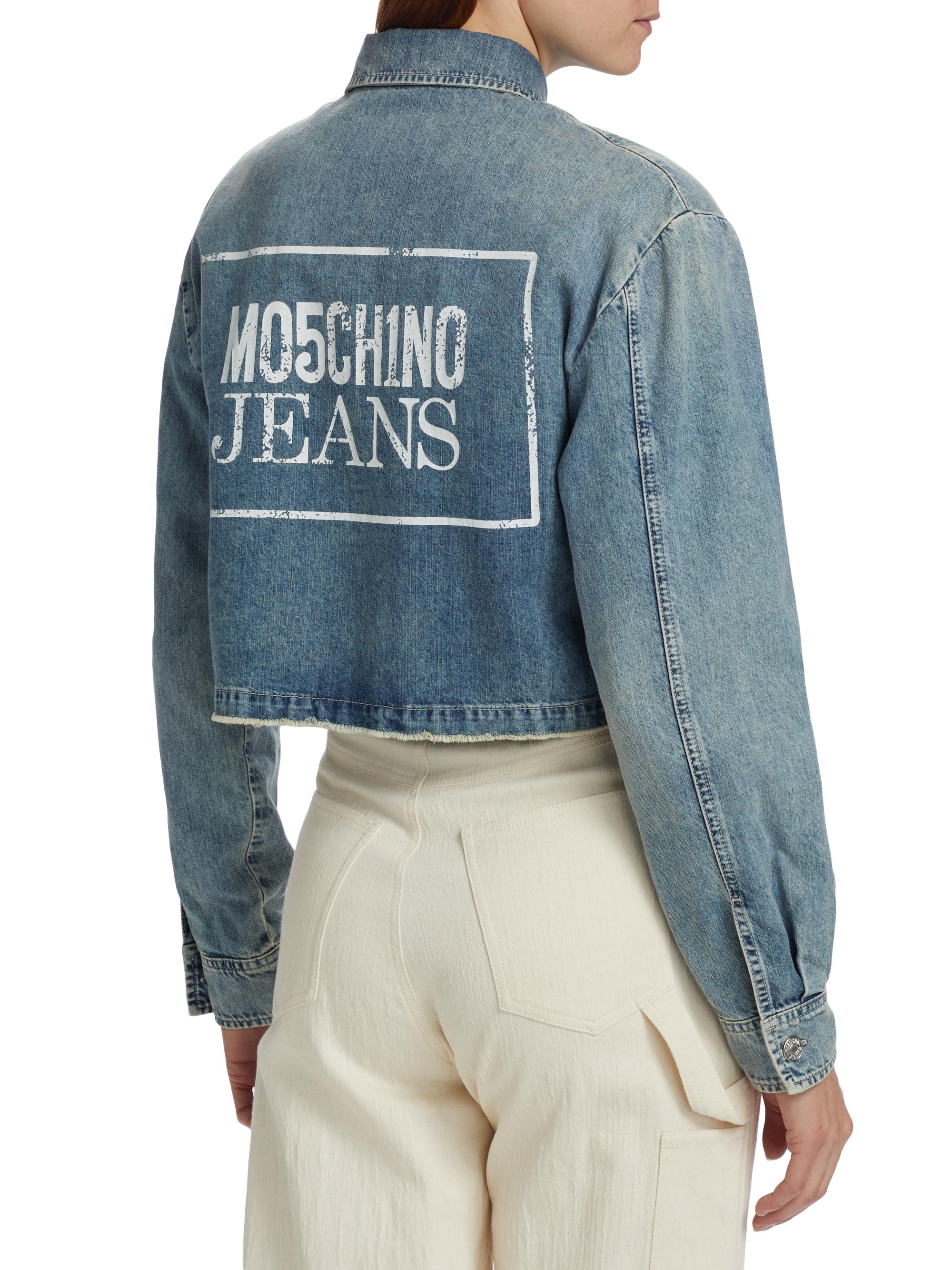 Love Moschino Cropped Garment Dyed Twill With Black Shiny Back Tag