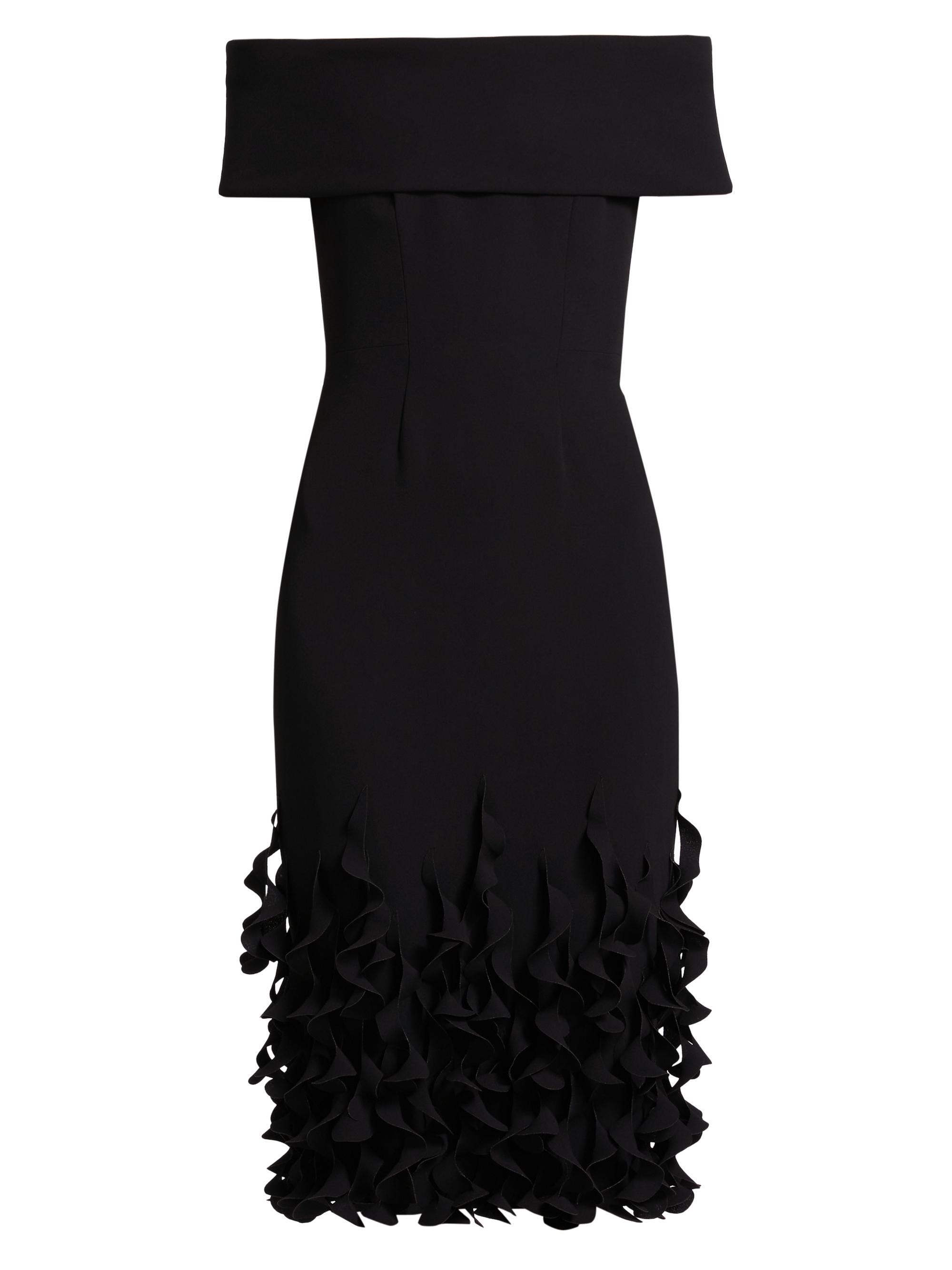 Catherine Regehr Women's Techno Crêpe Ruffle Off-the-Shoulder Cocktail Dress - Black