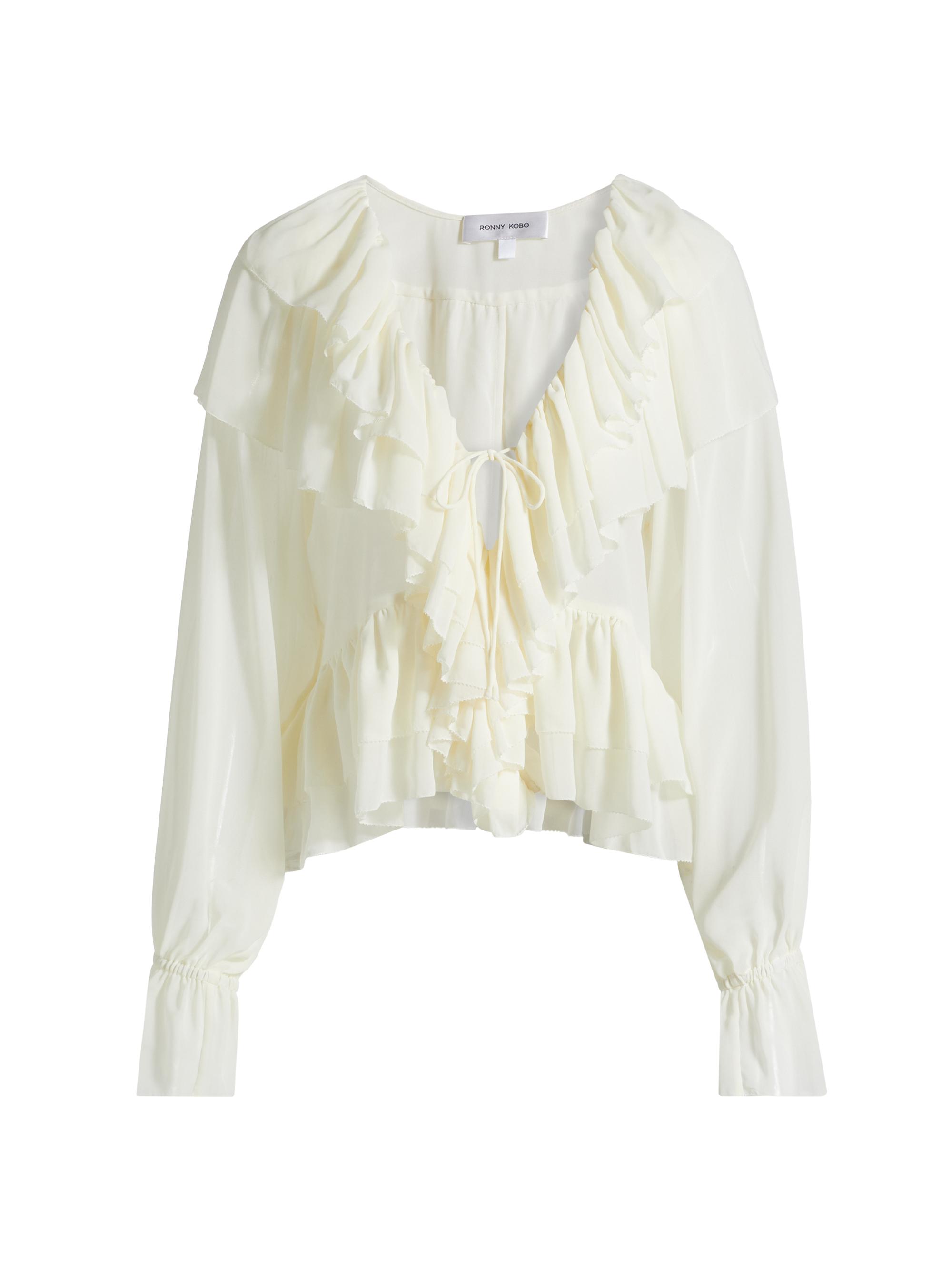 Ronny Kobo Women's Soraya Ruffle Blouse - Eggshell