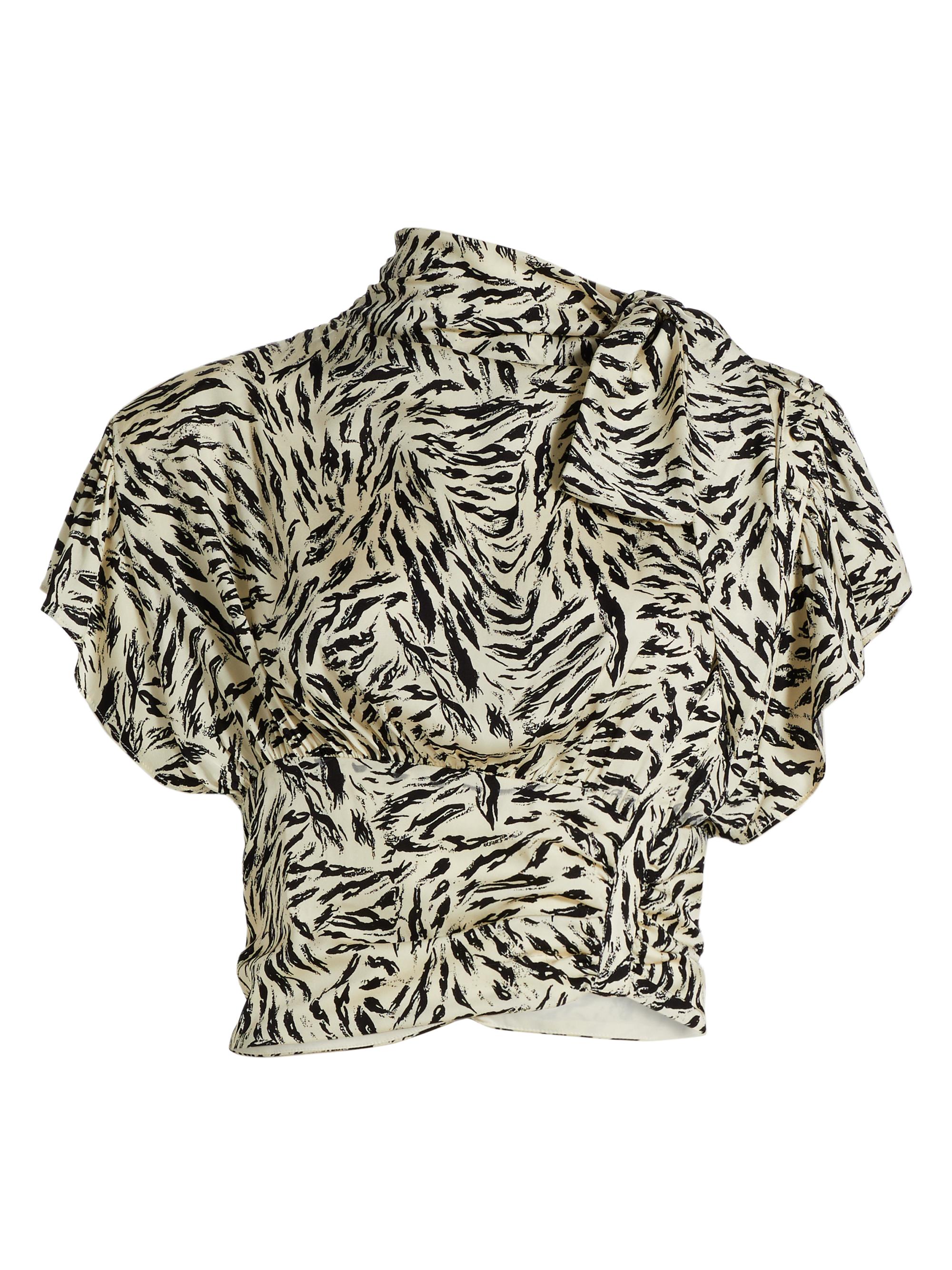 Ronny Kobo Women's Aiko Zebra-Printed Stretch Silk Blouse - Abstract Animal