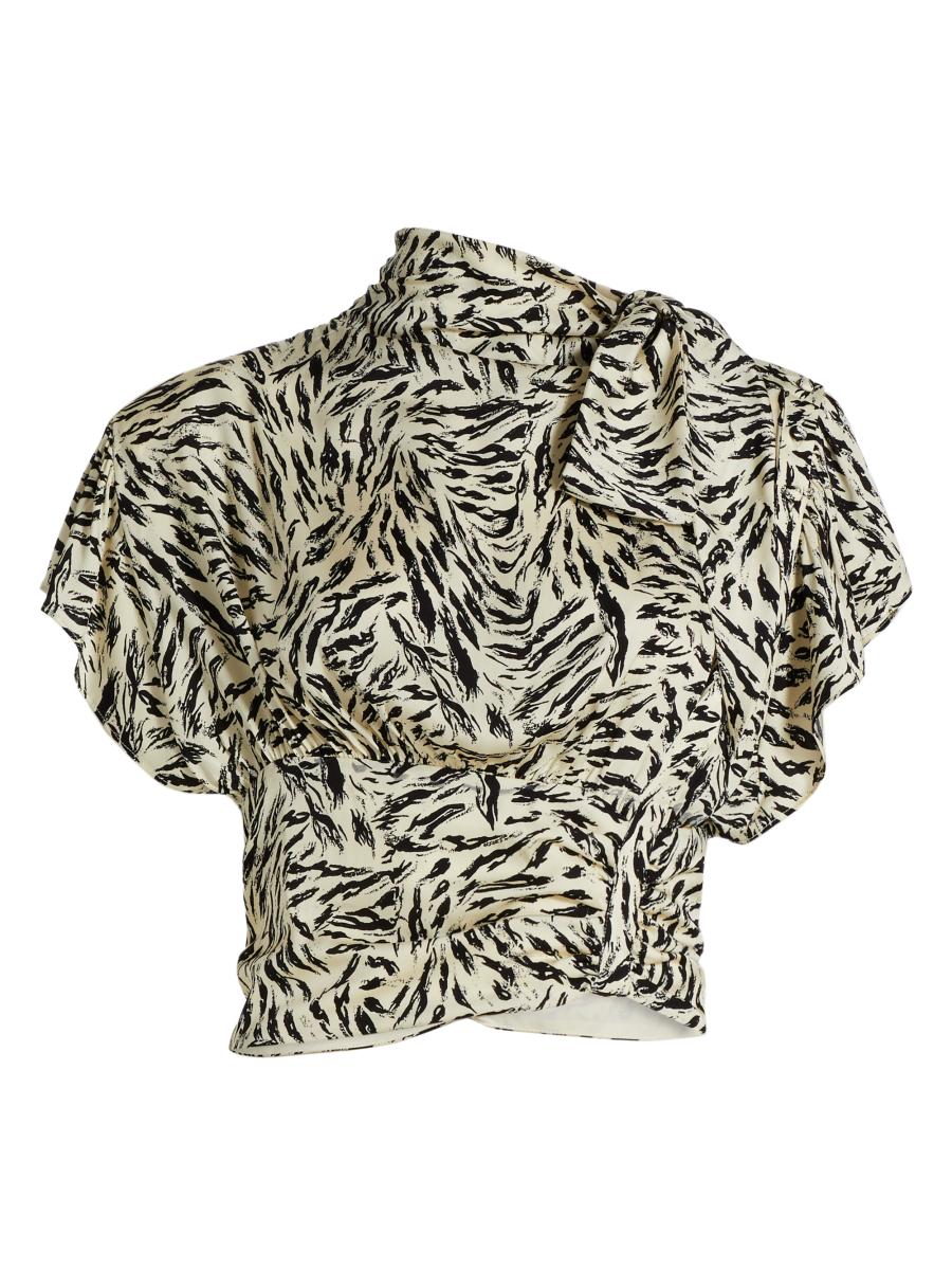 Ronny Kobo Women's Aiko Zebra-printed Stretch Silk Blouse In Animal Print