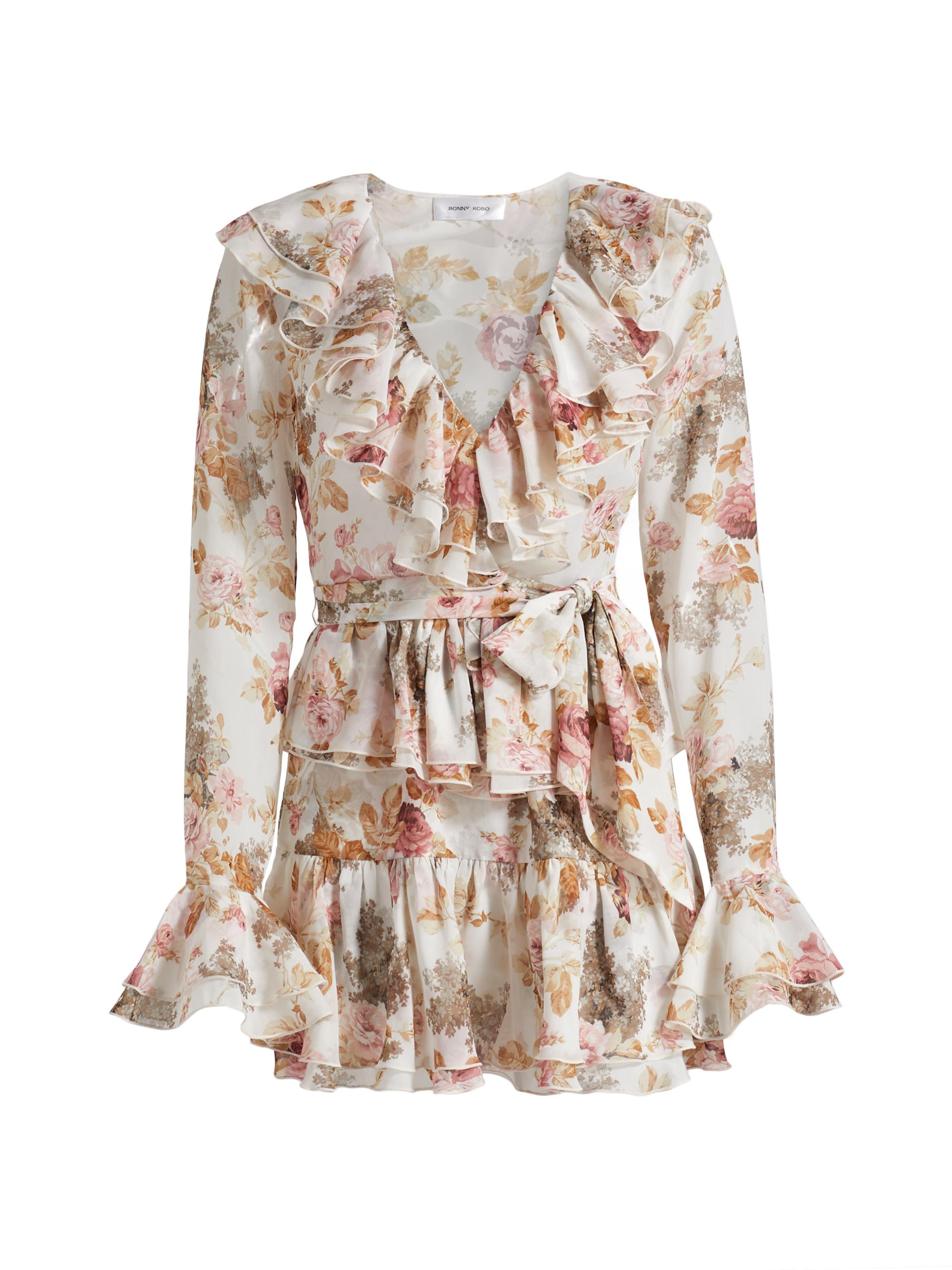 Ronny Kobo Women's Palmero Floral Ruffle Minidress - Muted Floral