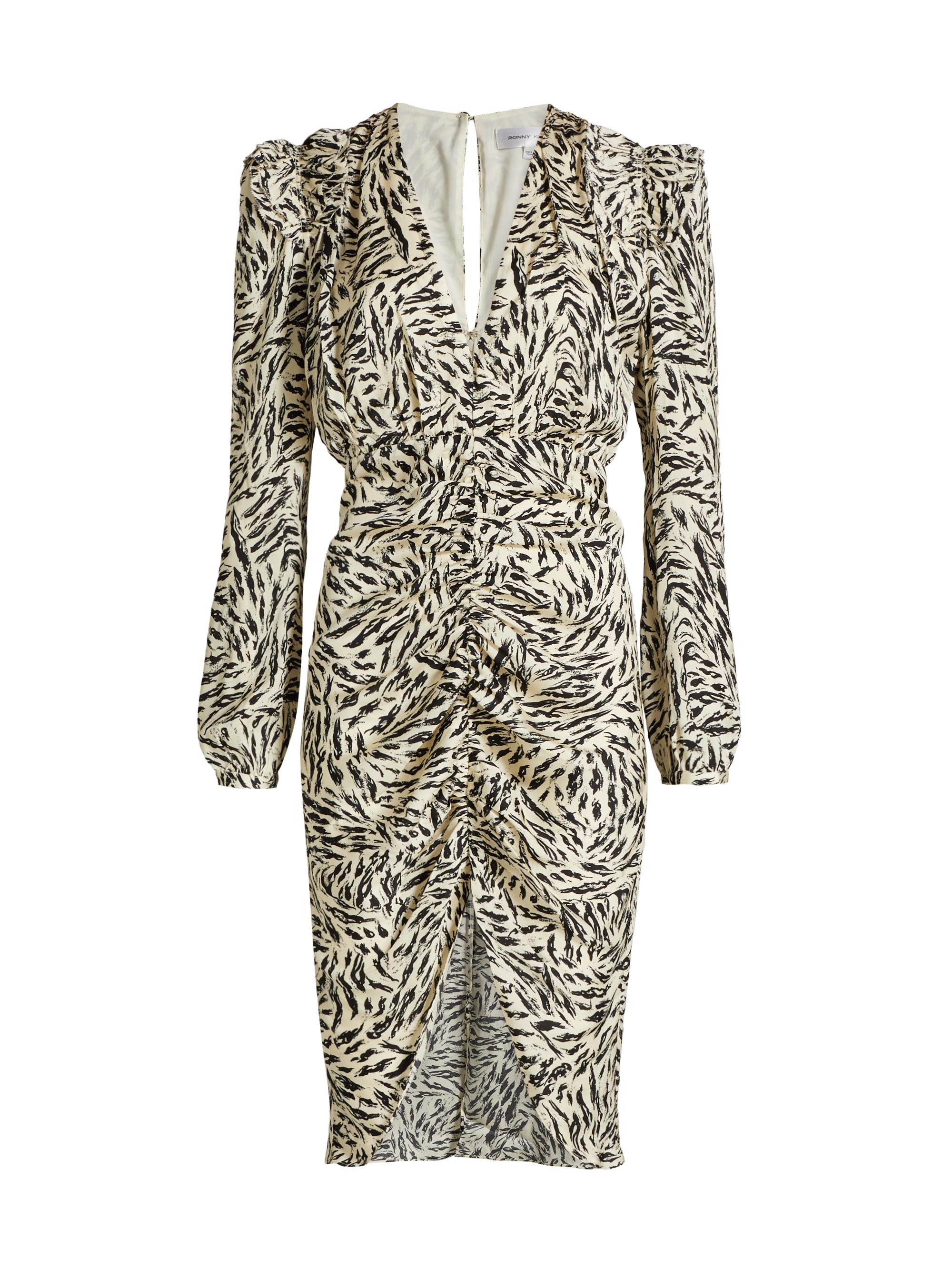 Ronny Kobo Women's Amara Abstract Silk-Blend Knee-Length Dress - Abstract Animal