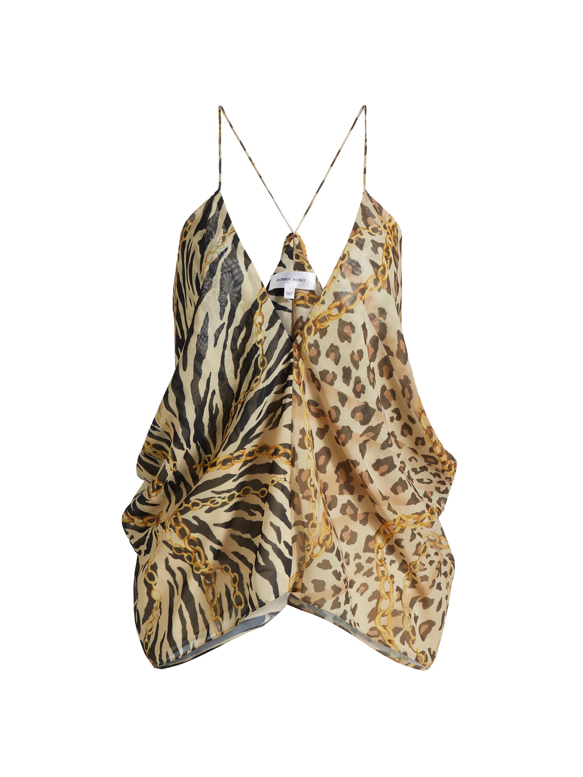 Ronny Kobo Women's Starkey Mixed Animal Print Top