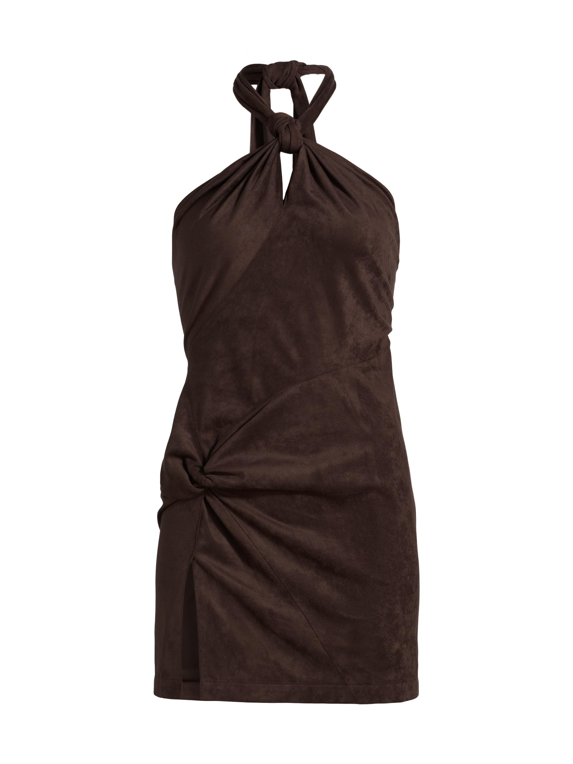 Ronny Kobo Women's Karim Bias-Cut Halter Minidress - Chocolate Brown