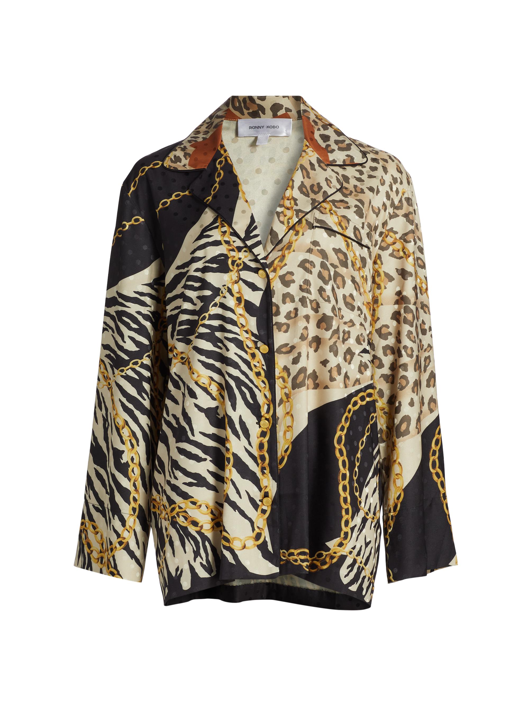 Ronny Kobo Women's Valentina Animal-Chain-Print Top