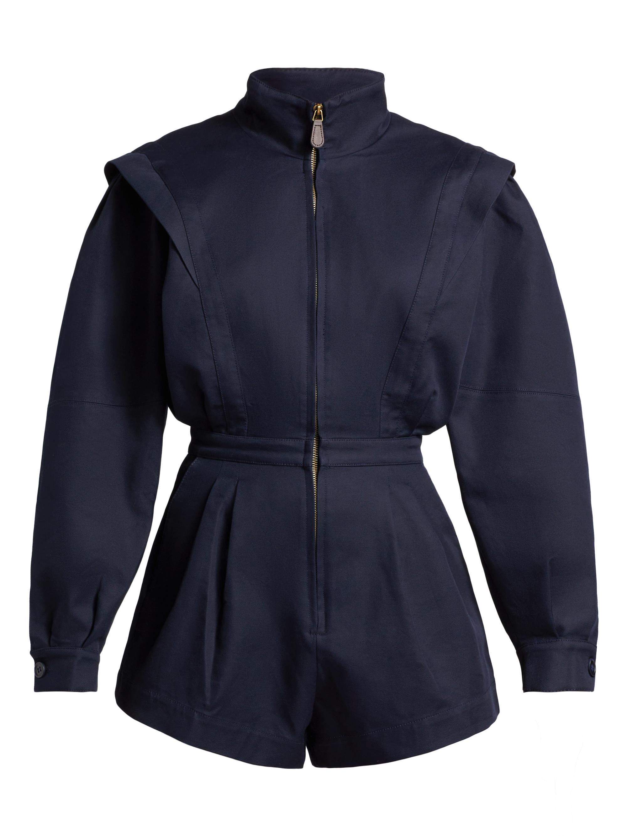 Ronny Kobo Women's Nabil Cotton Zip-Front Romper - Navy