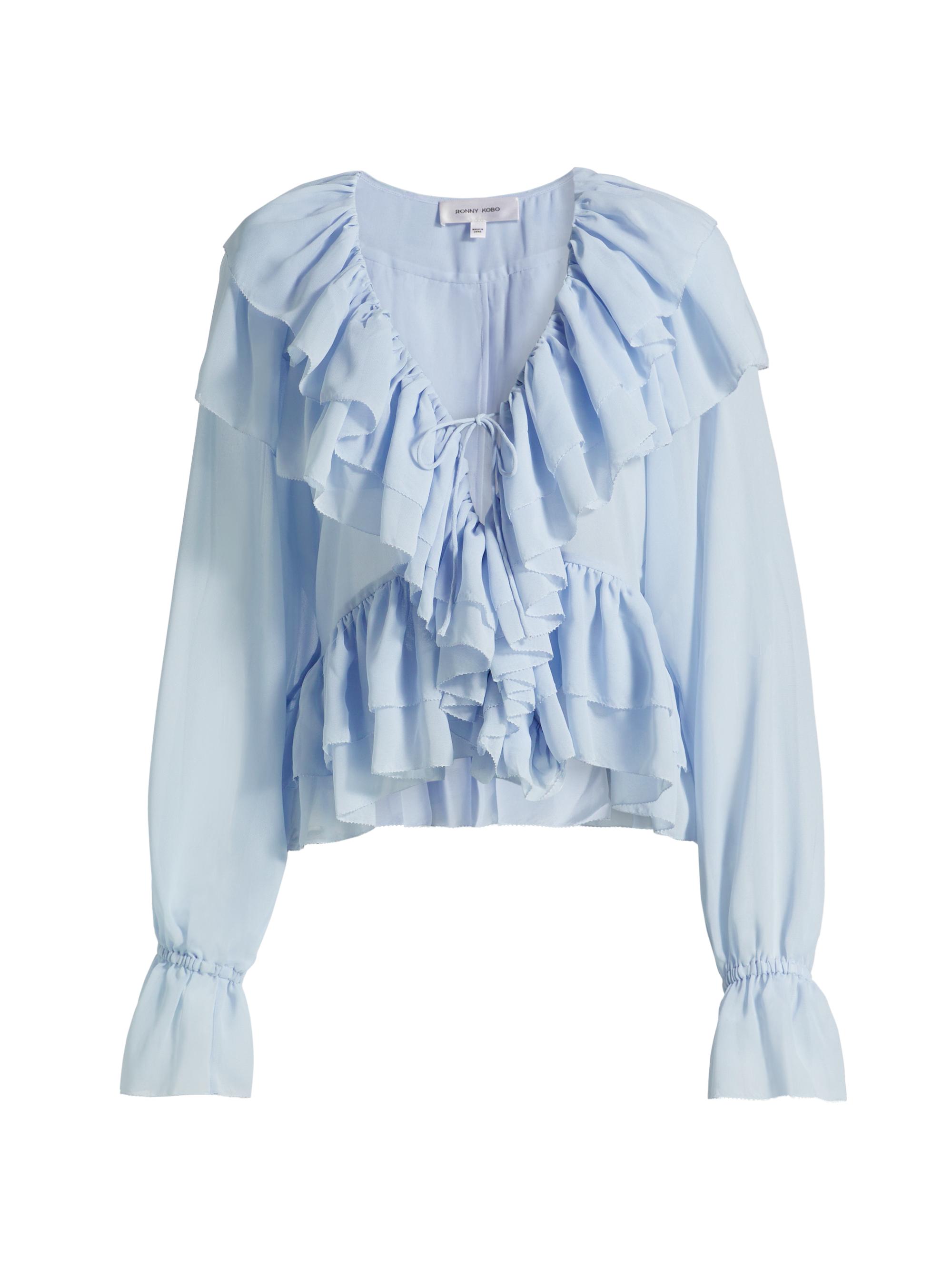 Audire】ruffle sleeve blouse (Blue)/M Ruffle Sleeve Blouse – Alice