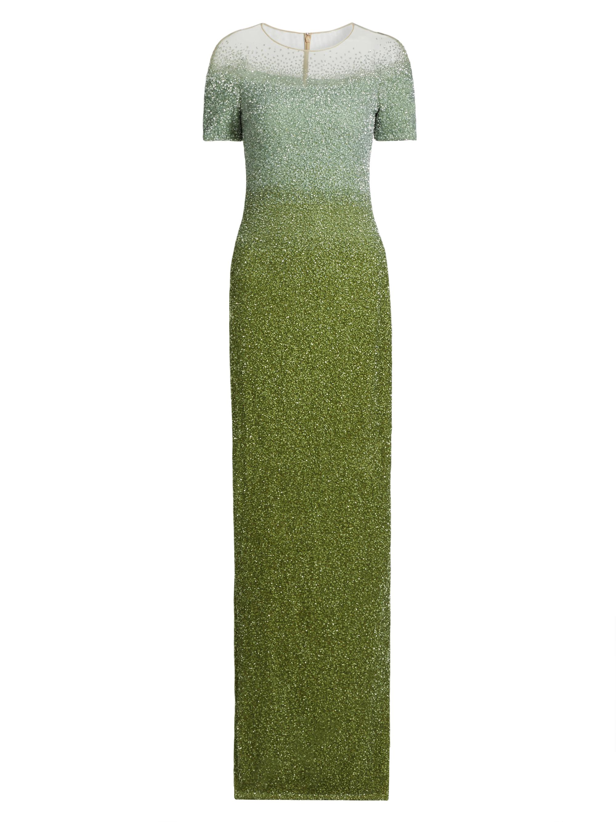 Pamella Roland Women's Ombré Sequin Short-Sleeve Column Gown - Sage Moss