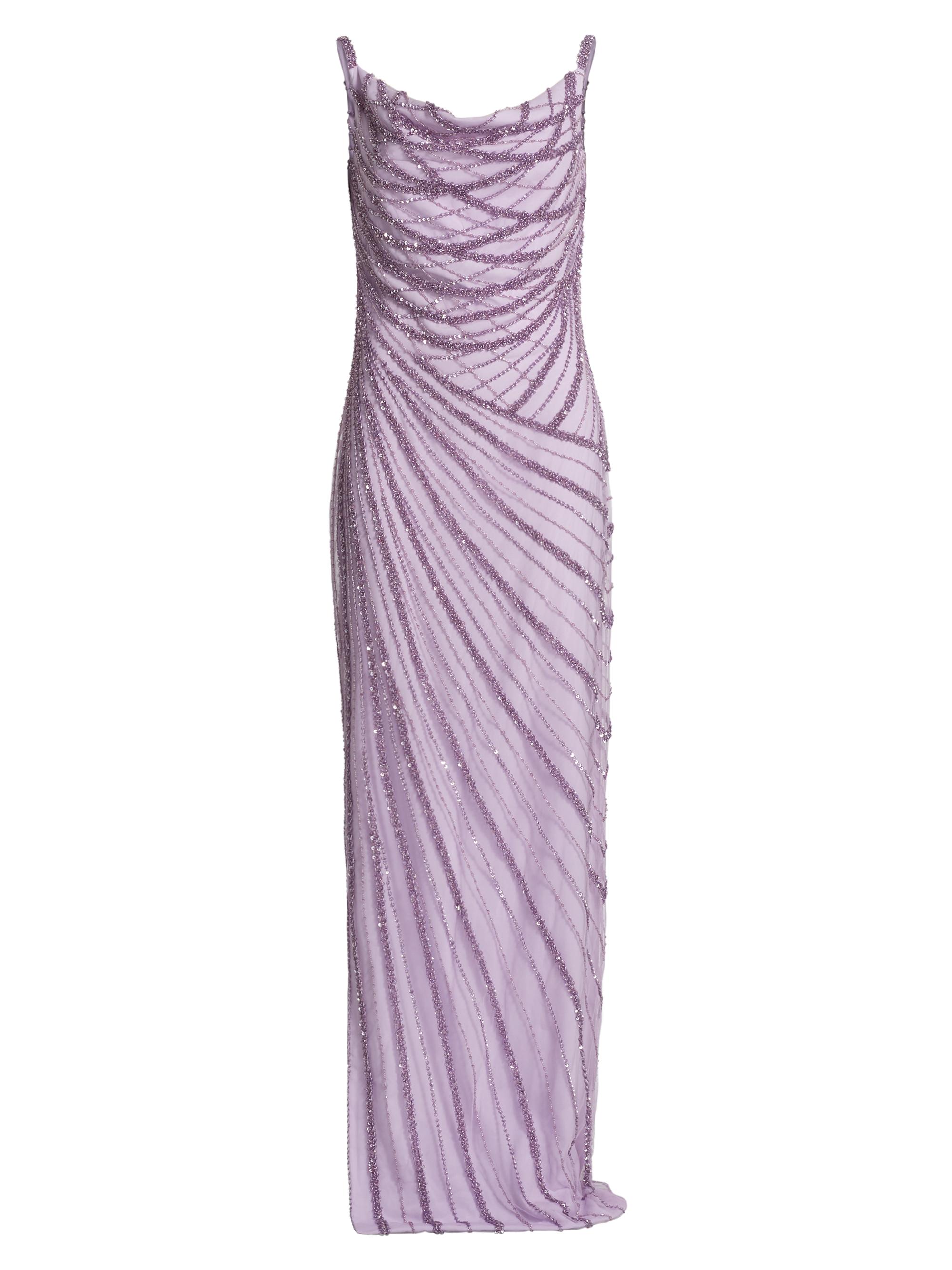 Pamella Roland Women's Embroidered Tulle Cowl Gown - Lilac