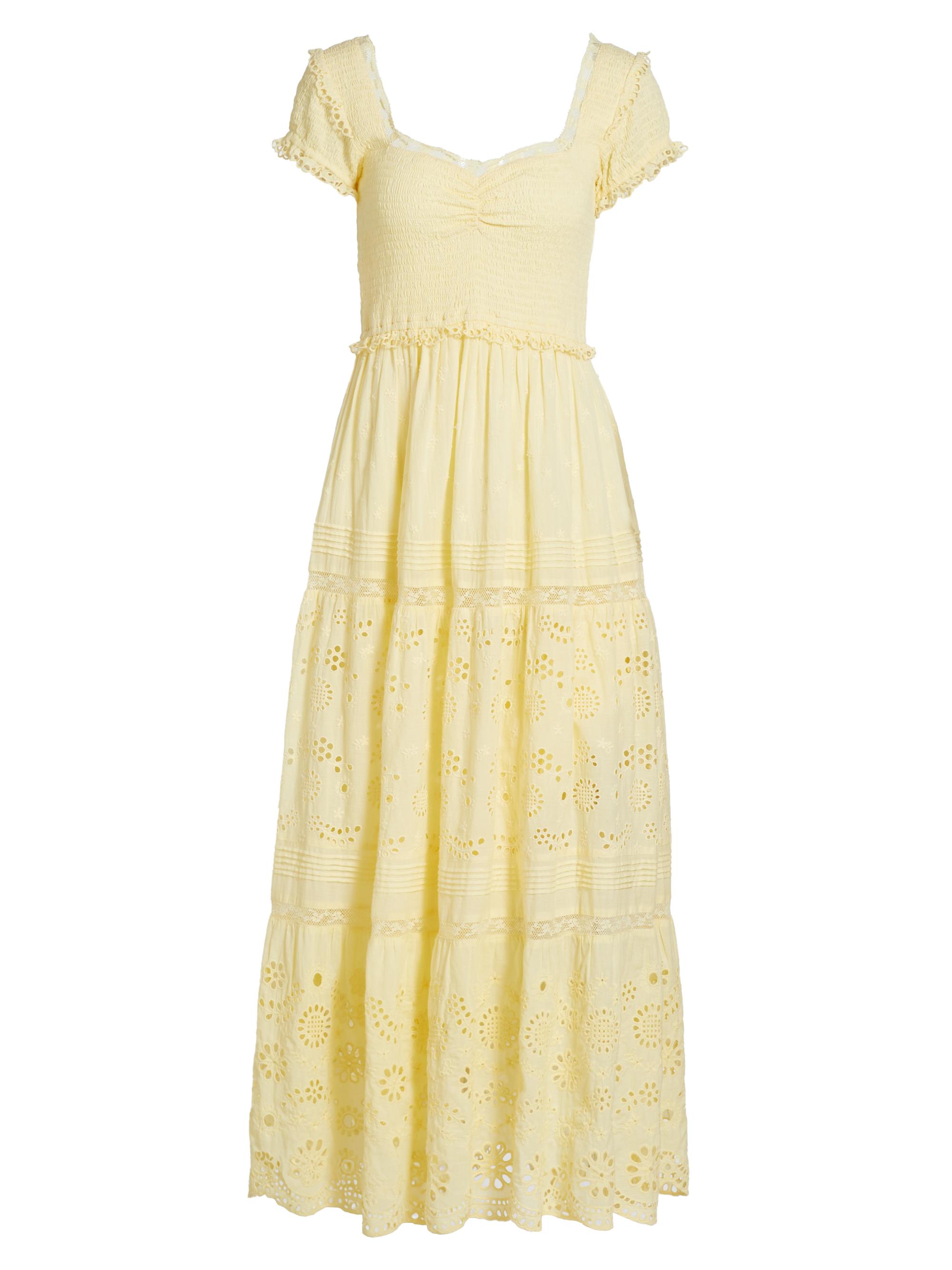 LoveShackFancy Women's Bisolet Eyelet Cotton Maxi Dress - Citron