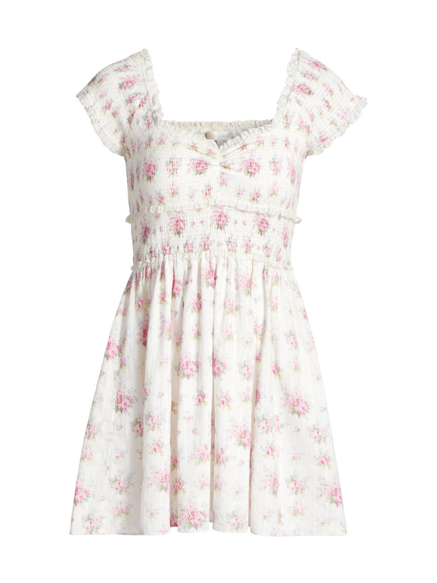 Loveshackfancy Women's Siona Floral Cotton Smocked Minidress