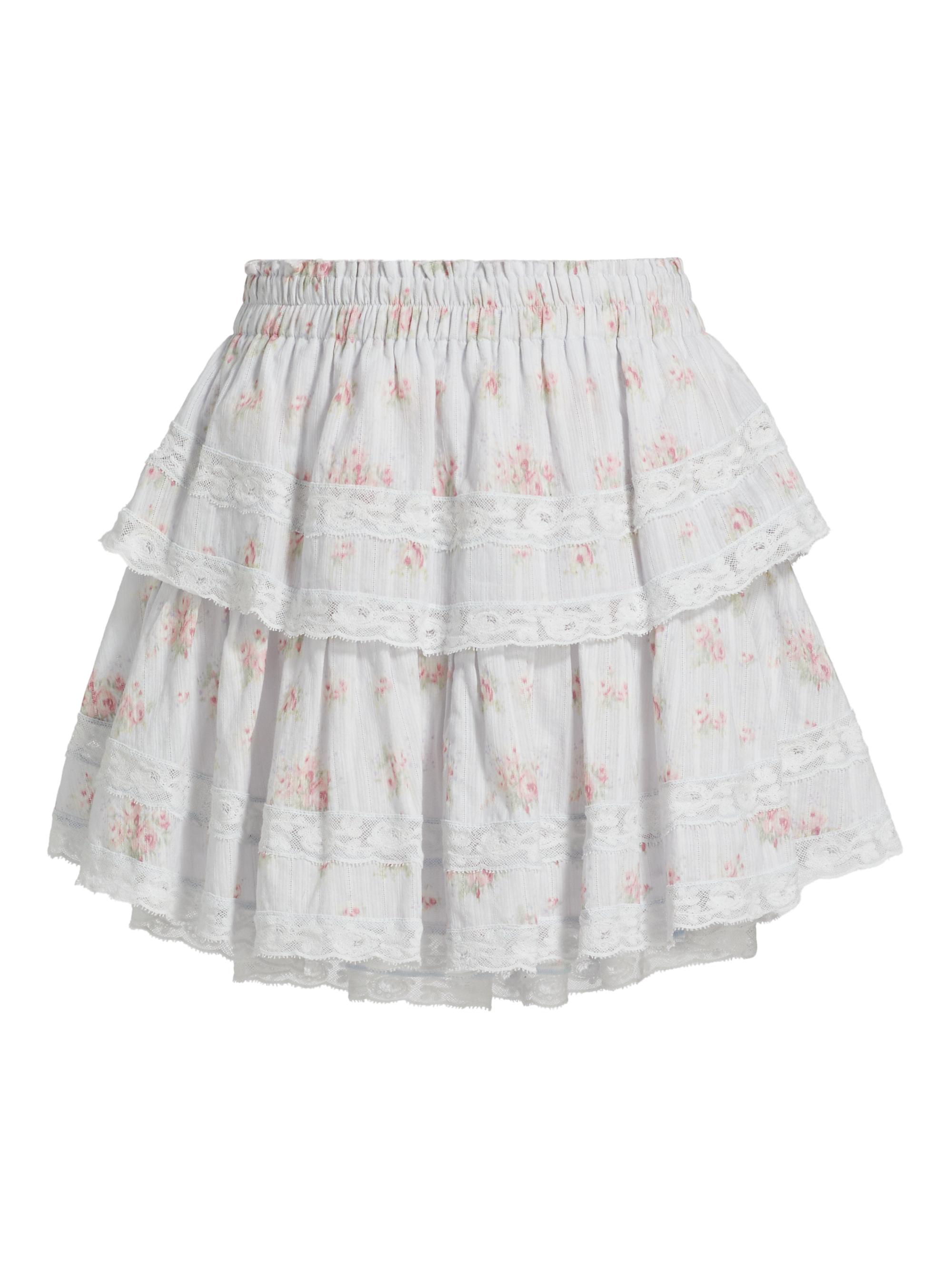 LoveShackFancy Women's Ruffle Tiered Miniskirt - Skylight Blue