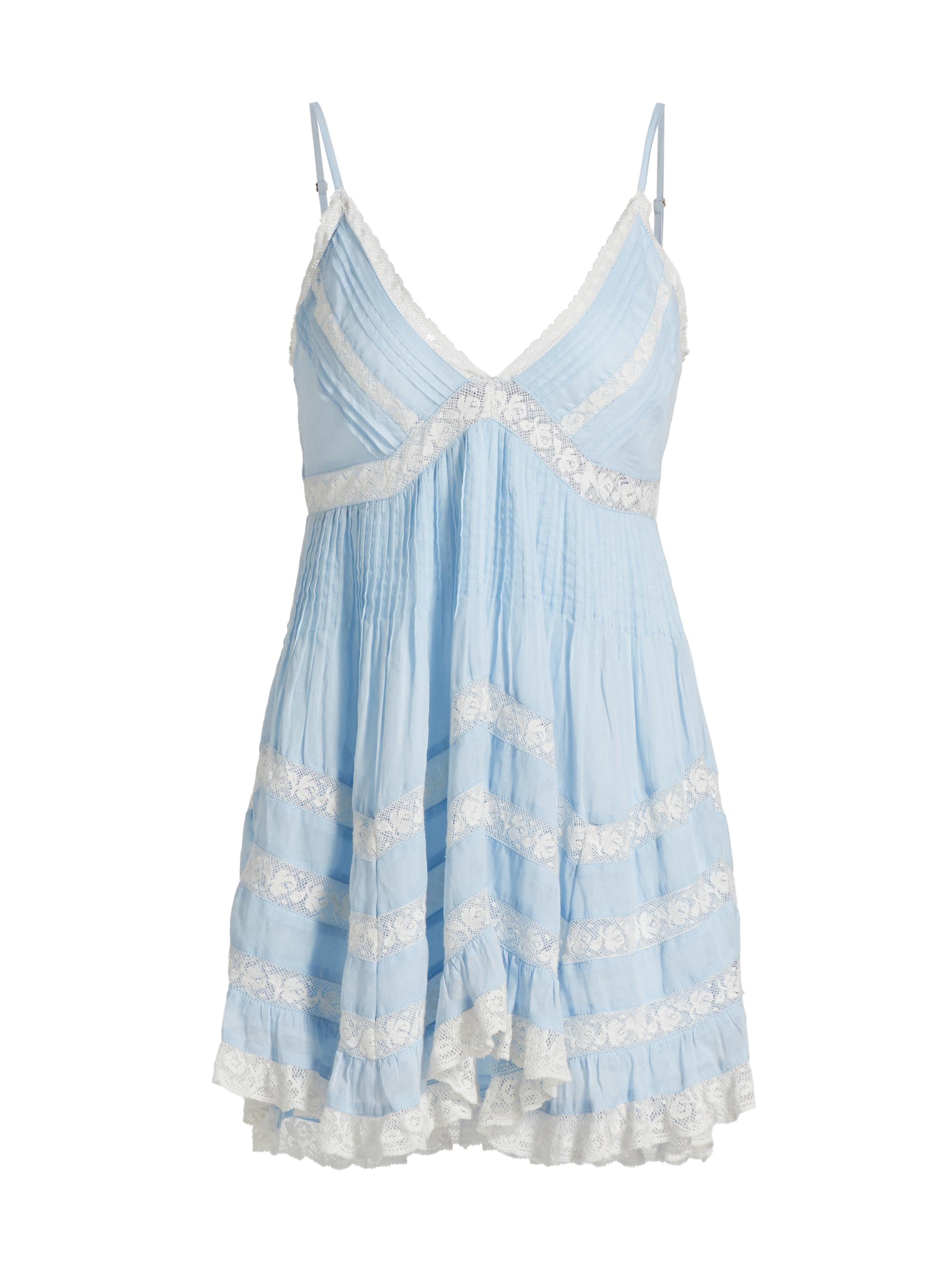 LoveShackFancy Alonna Lace-Trim A-Line Minidress | Saks Fifth Avenue