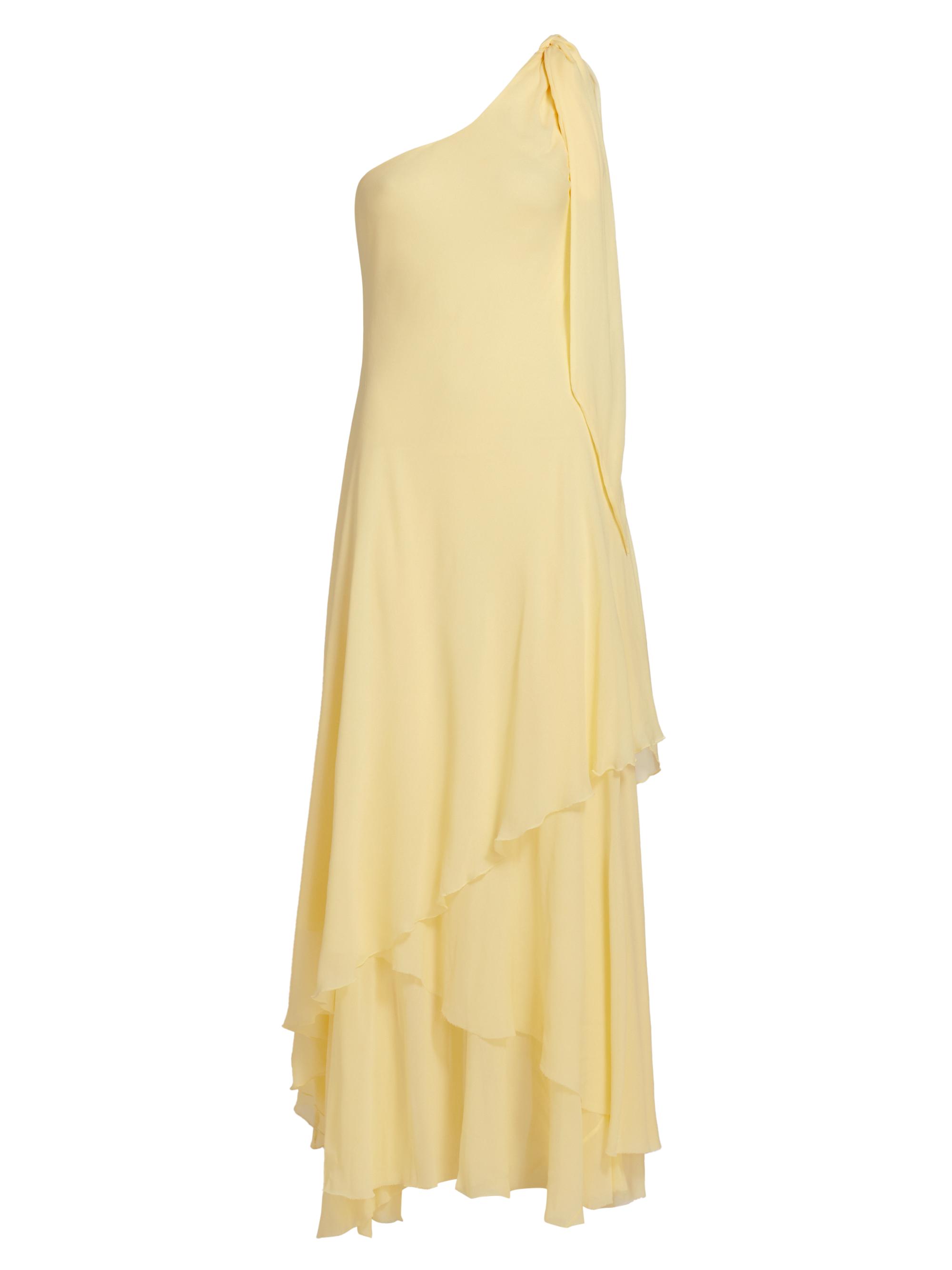 LoveShackFancy Women's Alliara Asymmetric Draped Maxi Dress - Citron
