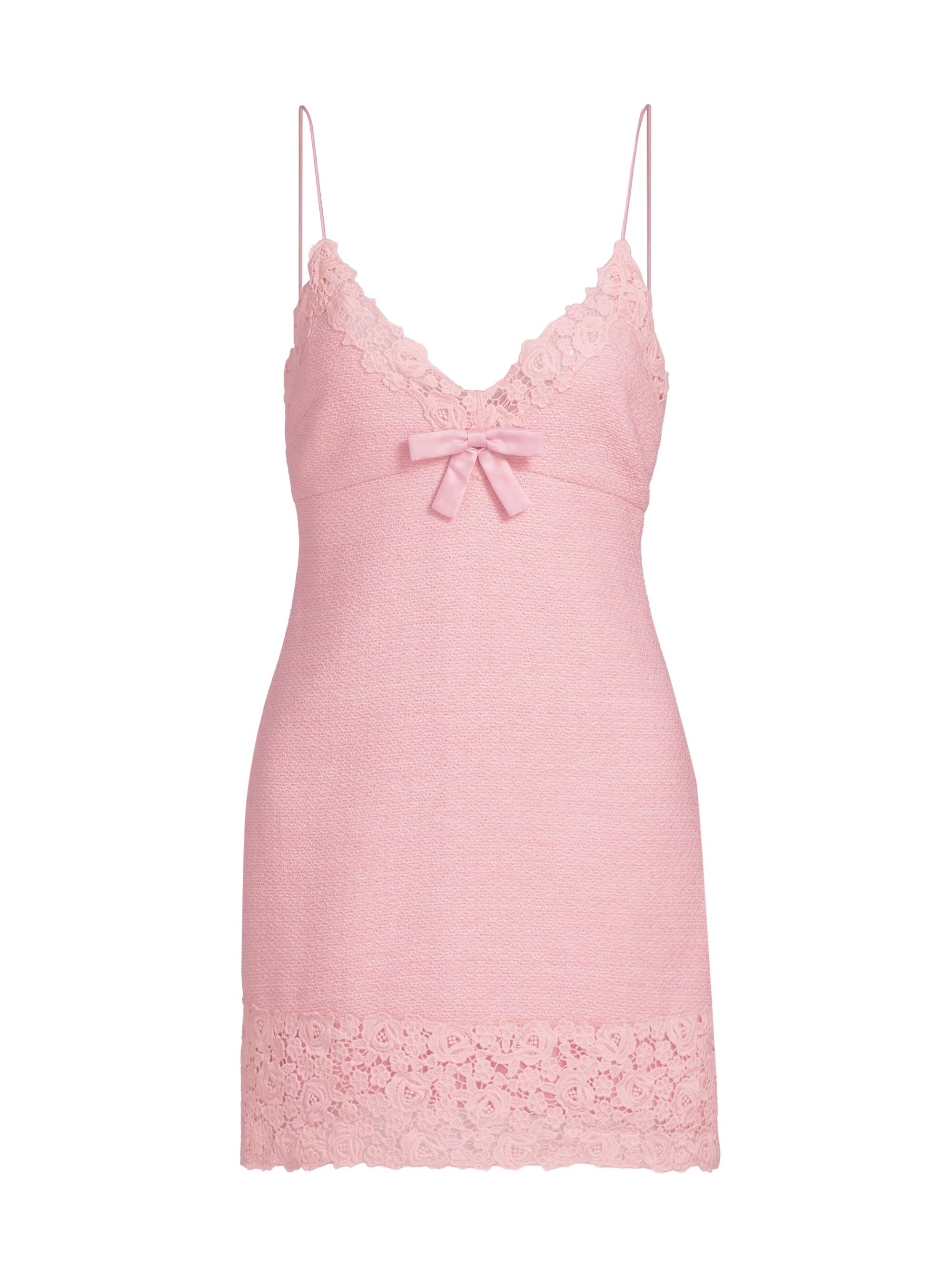 LoveShackFancy Women's Meva Tweed Bow Minidress - Strawberry Spritz