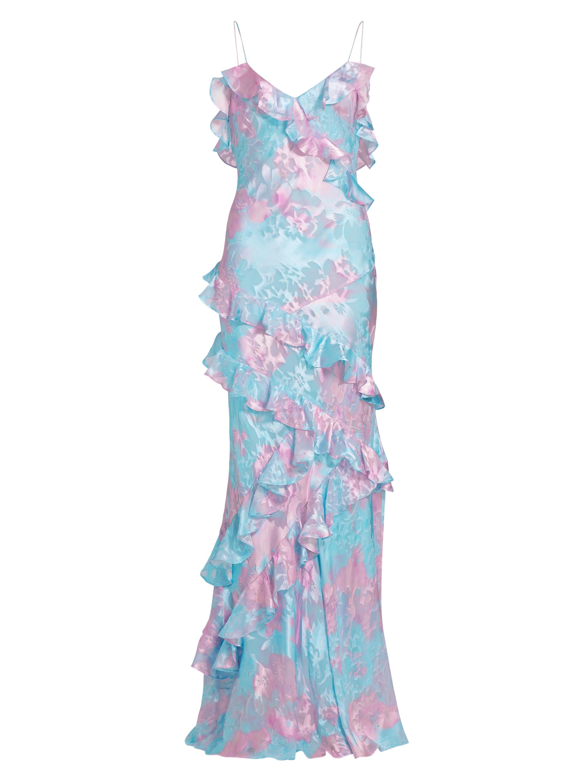 LoveShackFancy Women's Rialto Ruffle Floral Silk-Blend Dress - Cotton Candy Swirl