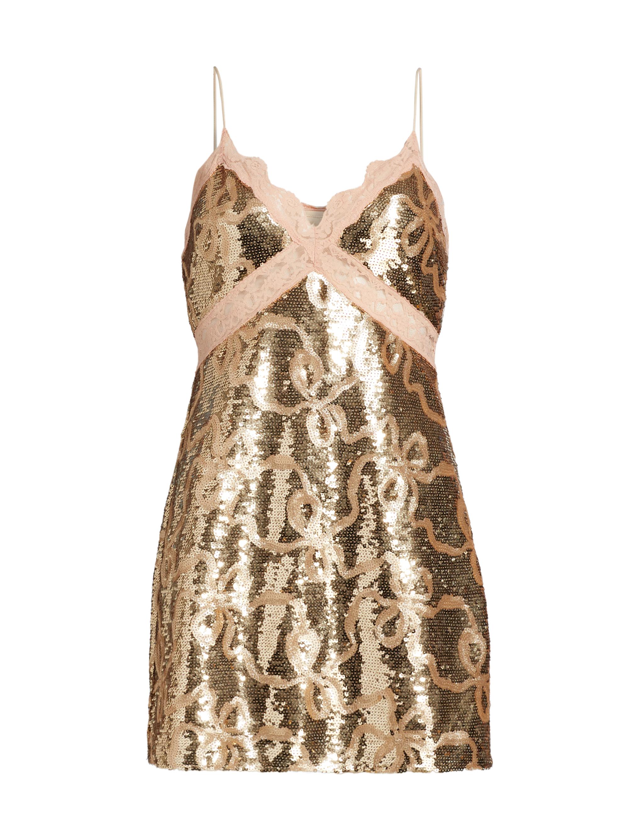 LoveShackFancy Women's Finita Sequined Minidress - Golden Honey