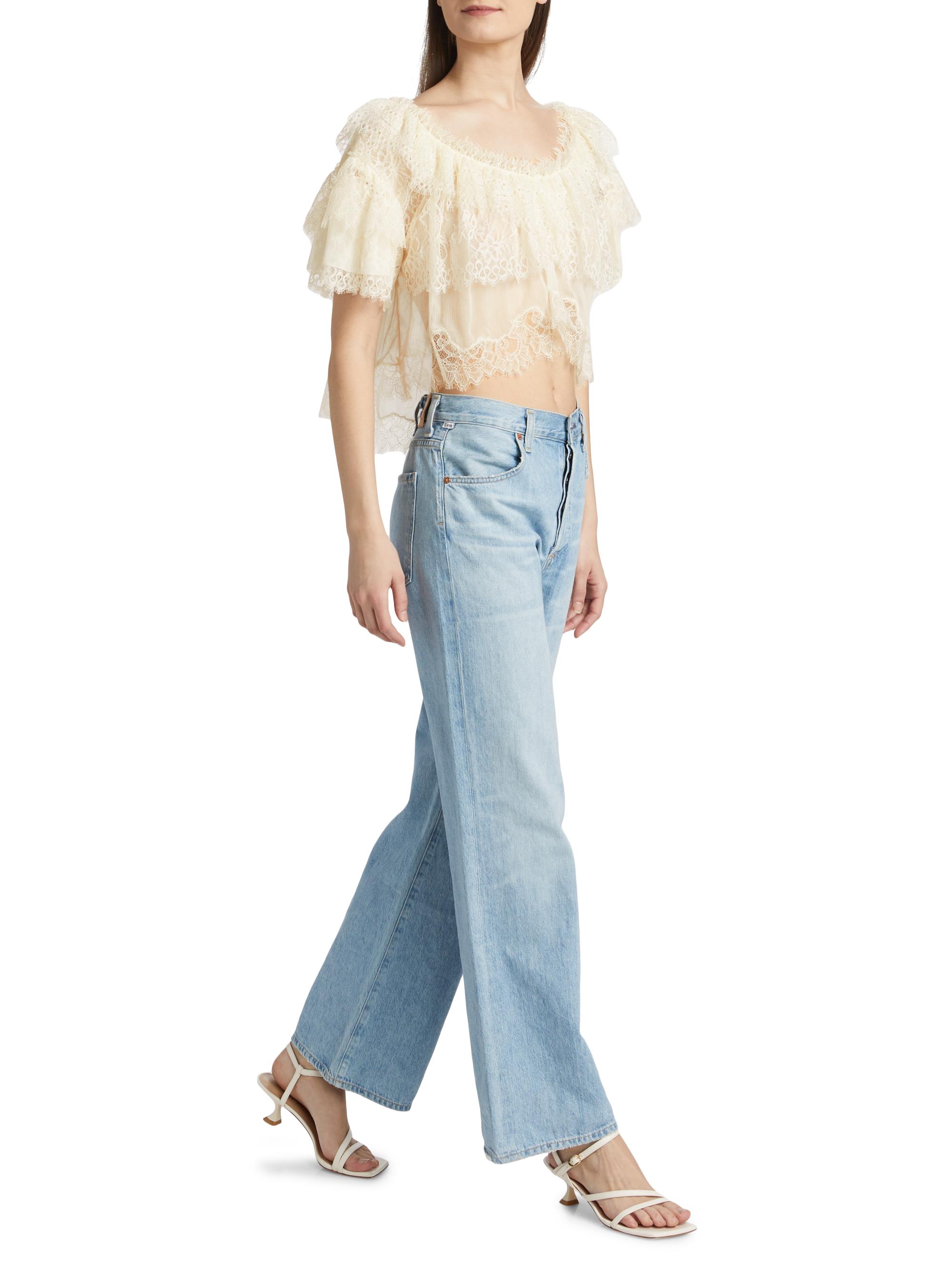 トップス Paula lacey chiffon tops LoveShackFancy Vienne Lace Chiffon Off-The-Shoulder Top | Saks