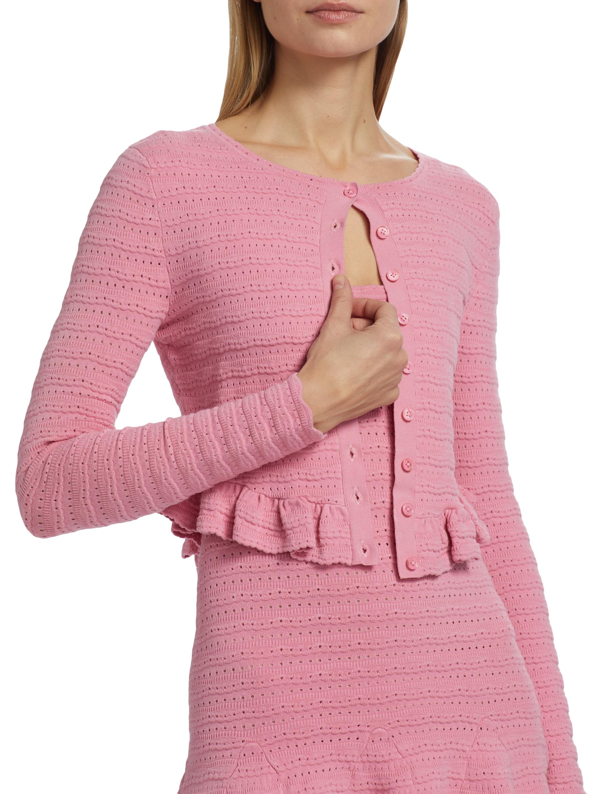 トップス Ruffle Pleated Knit Cardigan nude rose LoveShackFancy Rogan Scallop-Trim Ruffle-Hem Cardigan | Saks Fifth