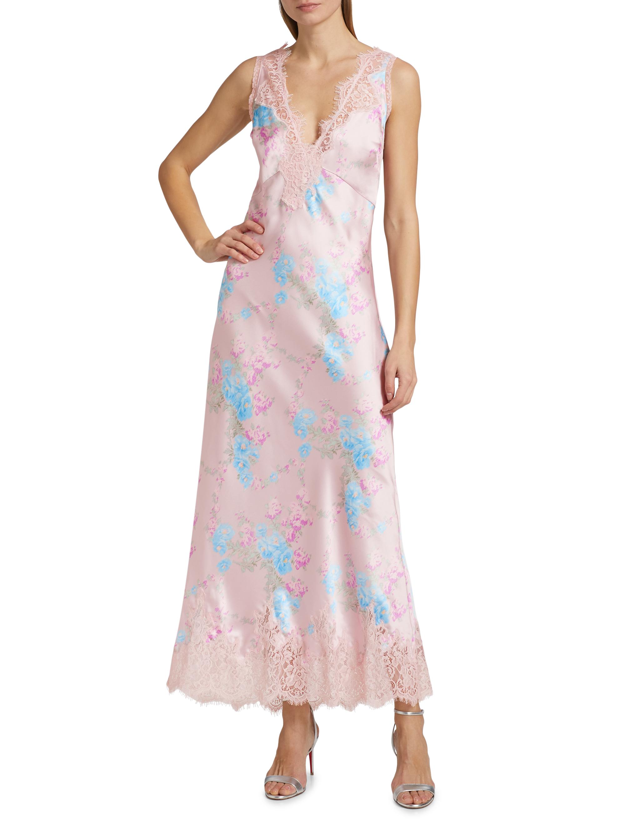 chinese dress ladies Loveshackfancy Rialto Blue Roan Floral Ruffled Maxi Dress main image 1