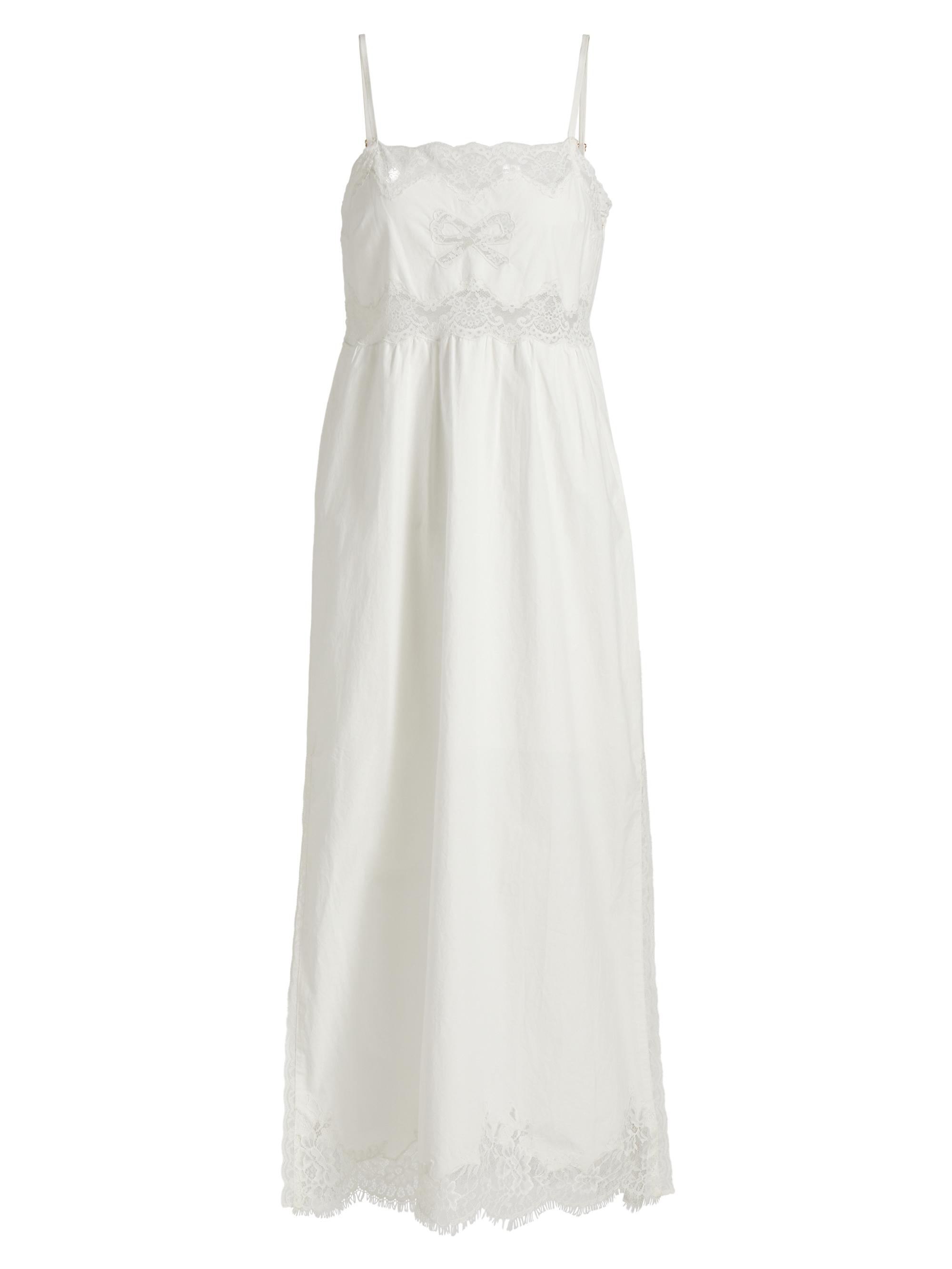 LoveShackFancy Women's Vinca Lace-Trim Midi-Dress - Optic White
