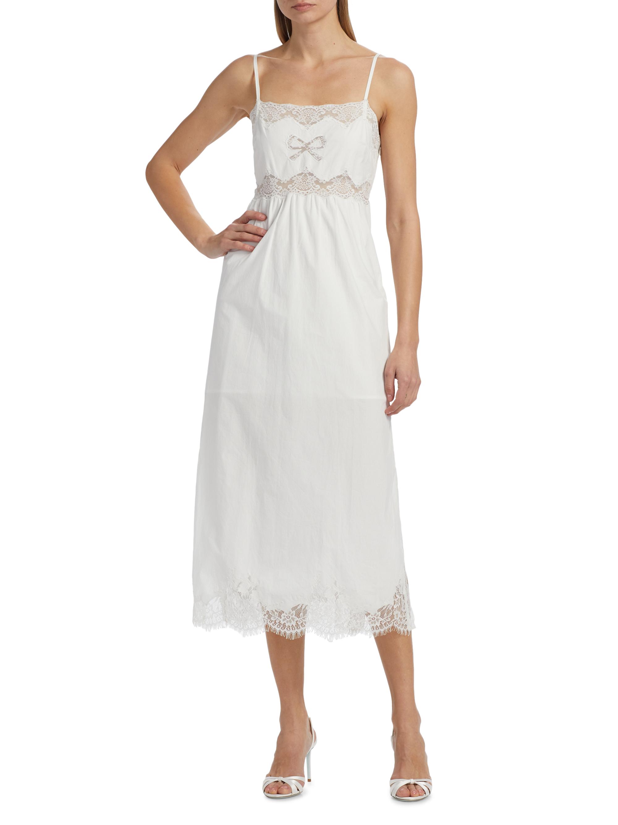 LoveShackFancy Vinca Lace-Trim Midi-Dress | Saks Fifth Avenue